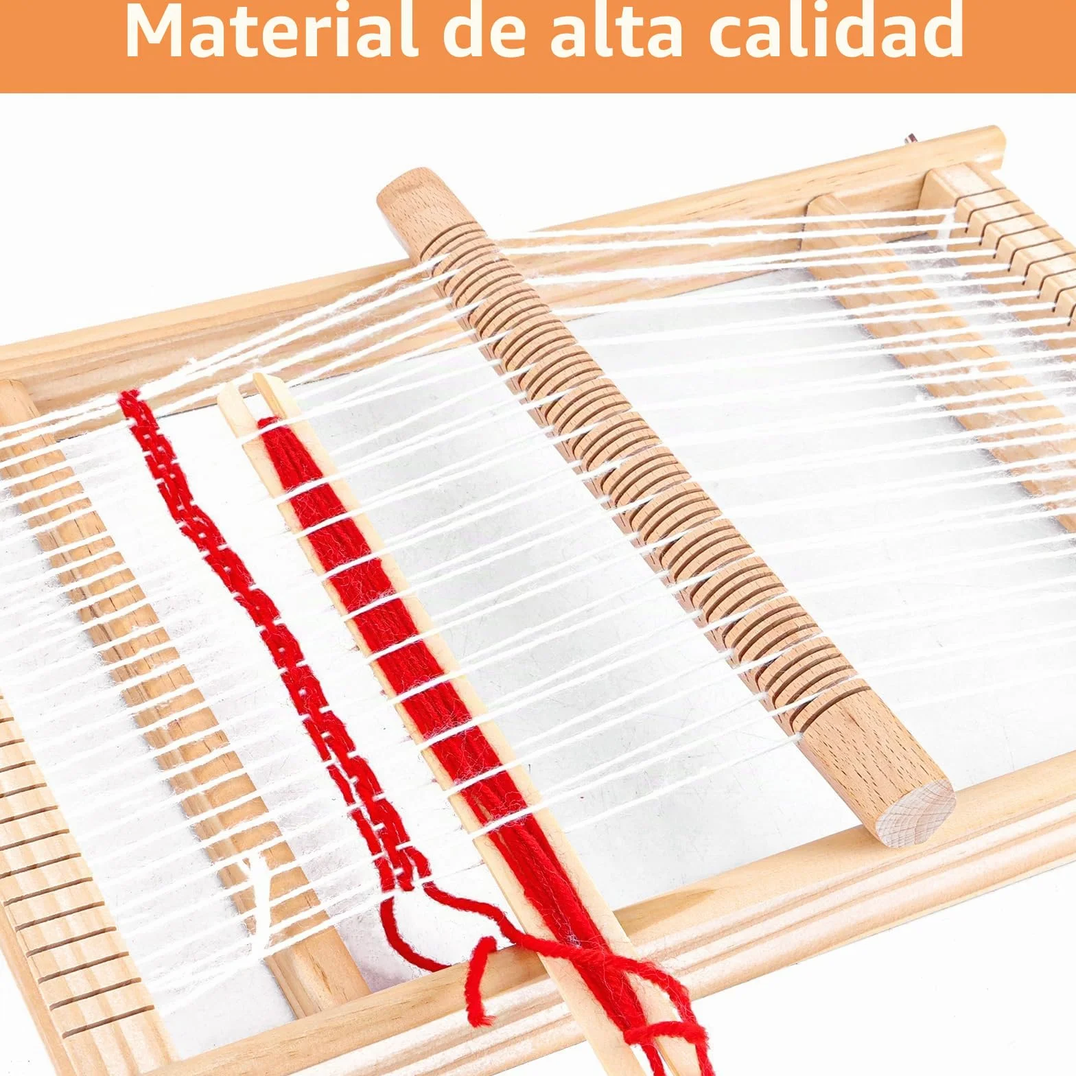 WOPPLXY telar de madera para tejer con lanzadera, 40 x 27 cm marco para tejer y accesorios, para tejer y realizar manualidades