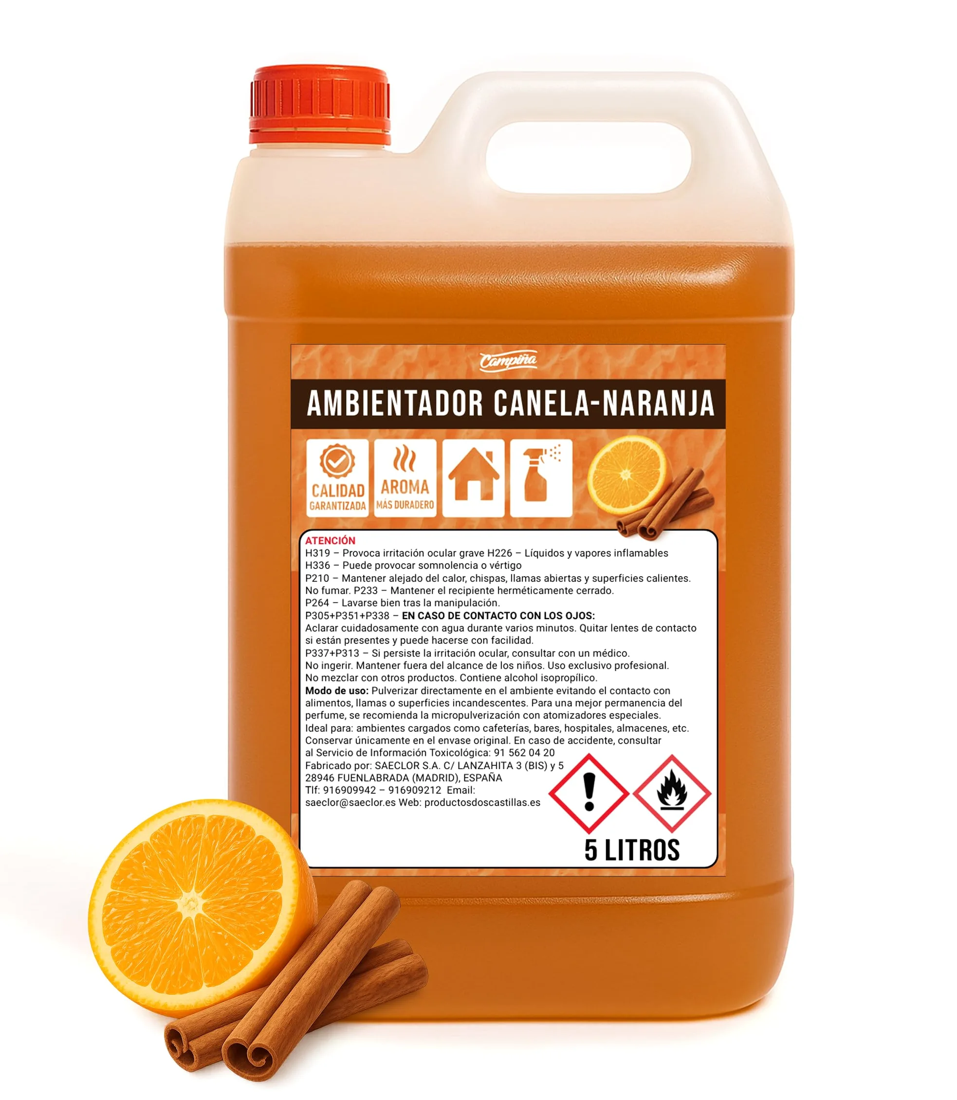 Ambientador Canela Naranja Aroma Profesional Duradero 5 Litros Neutraliza Olores Ideal Hogar Oficina Tiendas Hoteles Restaurantes Uso Intensivo Listo Para Usar Gran Rendimiento