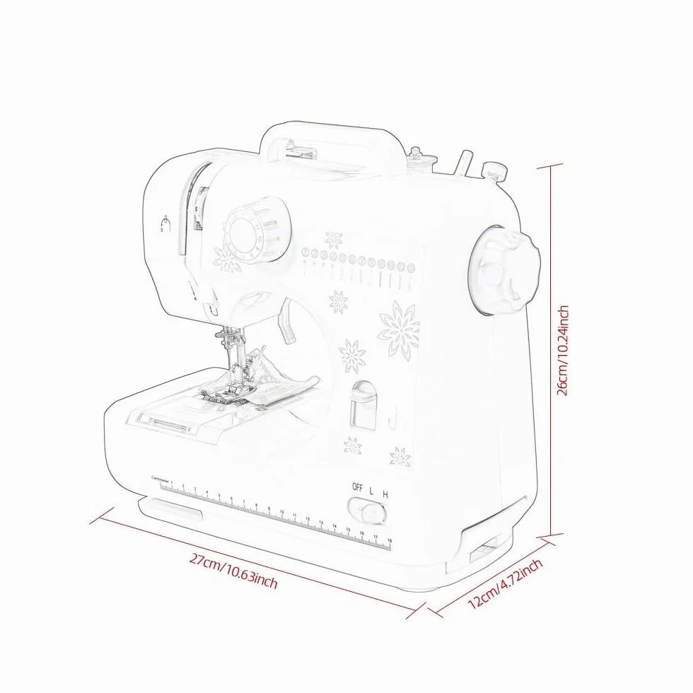 Pequeña máquina de coser, máquina de coser eléctrica portátil para principiantes con patrón de 12 puntadas