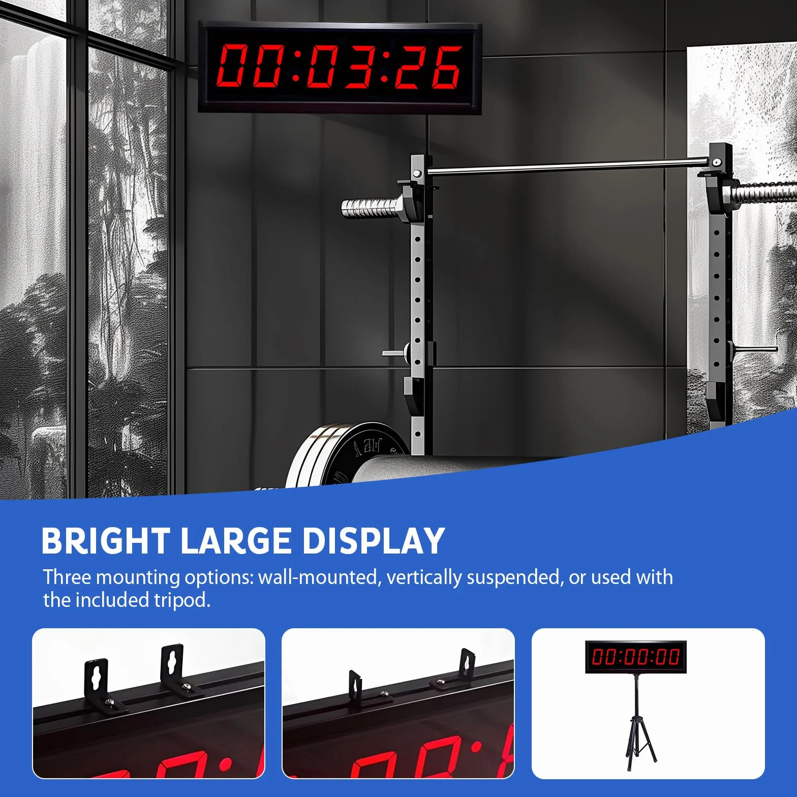 LIROPAU Temporizador de cuenta atrás digital LED 1,8 pulgadas con trípode, 6 dígitos, mando a distancia, 12/24 horas