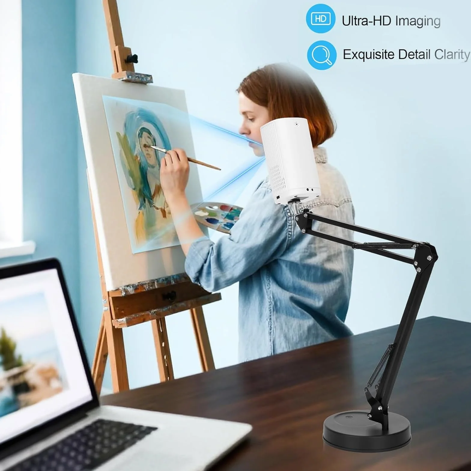 Proyector de Dibujo, Proyector de Arte para Calcar, Dibujar y Pintar, Compatible con teléfonos móviles, Unidades Flash USB, Wi-Fi y conectividad USB para una fácil Transferencia de imágenes