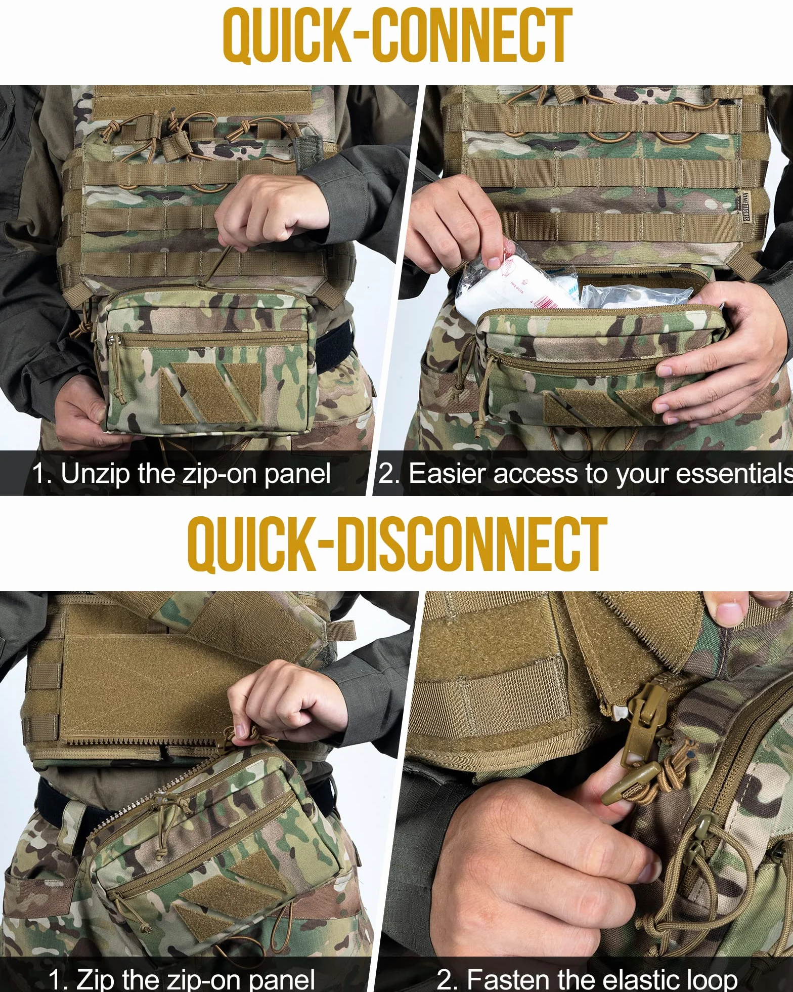 OneTigris Bolsa desplegable IFAK Pouch, Bolsa organizadora Frontal para Chaleco táctico, Bolsa de Primeros Auxilios para Camping