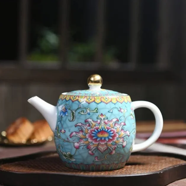Tetera de cerámica, Juego de té de Kung Fu, Tetera Individual de Porcelana Azul y Blanca, Tetera pequeña con patrón de Flores para el hogar