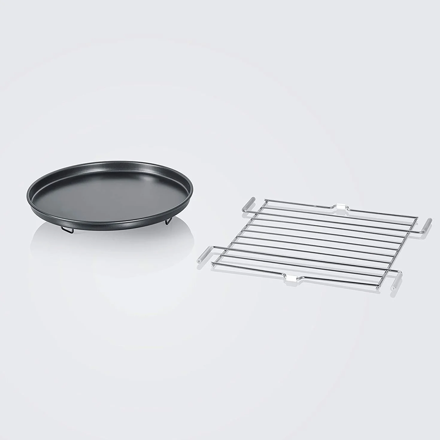 SEVERIN Microondas 3 en 1, microondas con grill, convección y base de vidrio, microondas digital amplio para platos cuadrados, acero inoxidable/negro mate, MW 7777