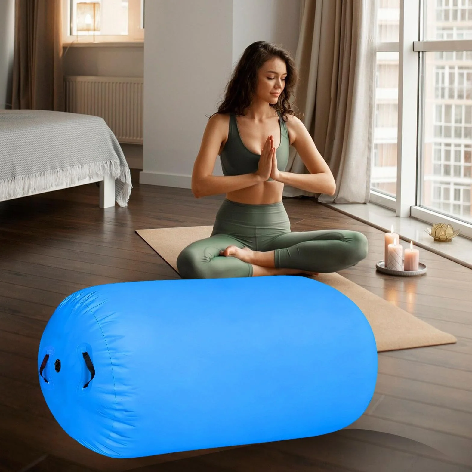 Rodillo inflable de gimnasia con bomba para entrenamiento de equilibrio y yoga