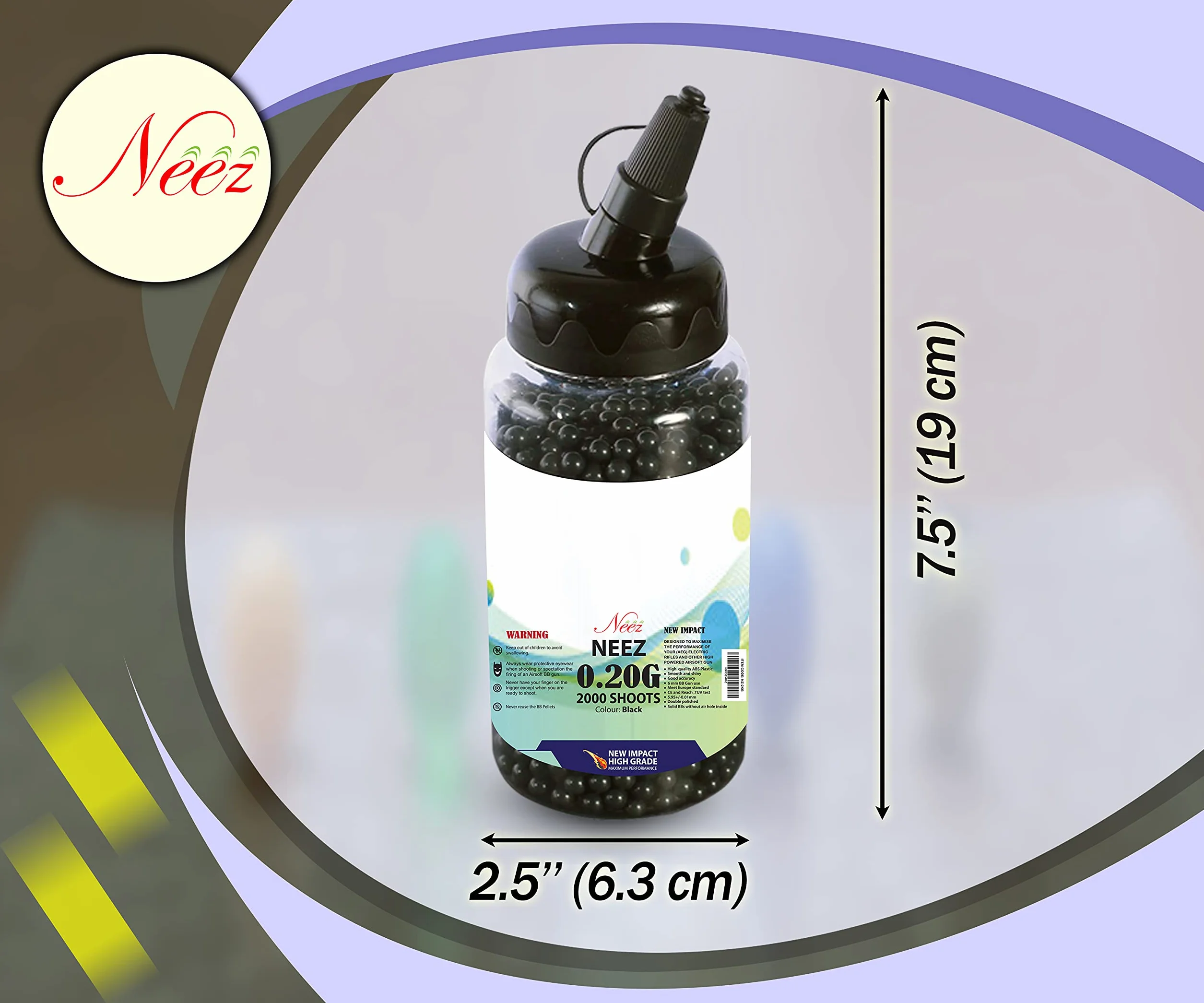 Neez Bolas Airsoft Plastico Paintball Balas 6mm 0.20g BB Pellets 1000 2000 5000 10000 Munición