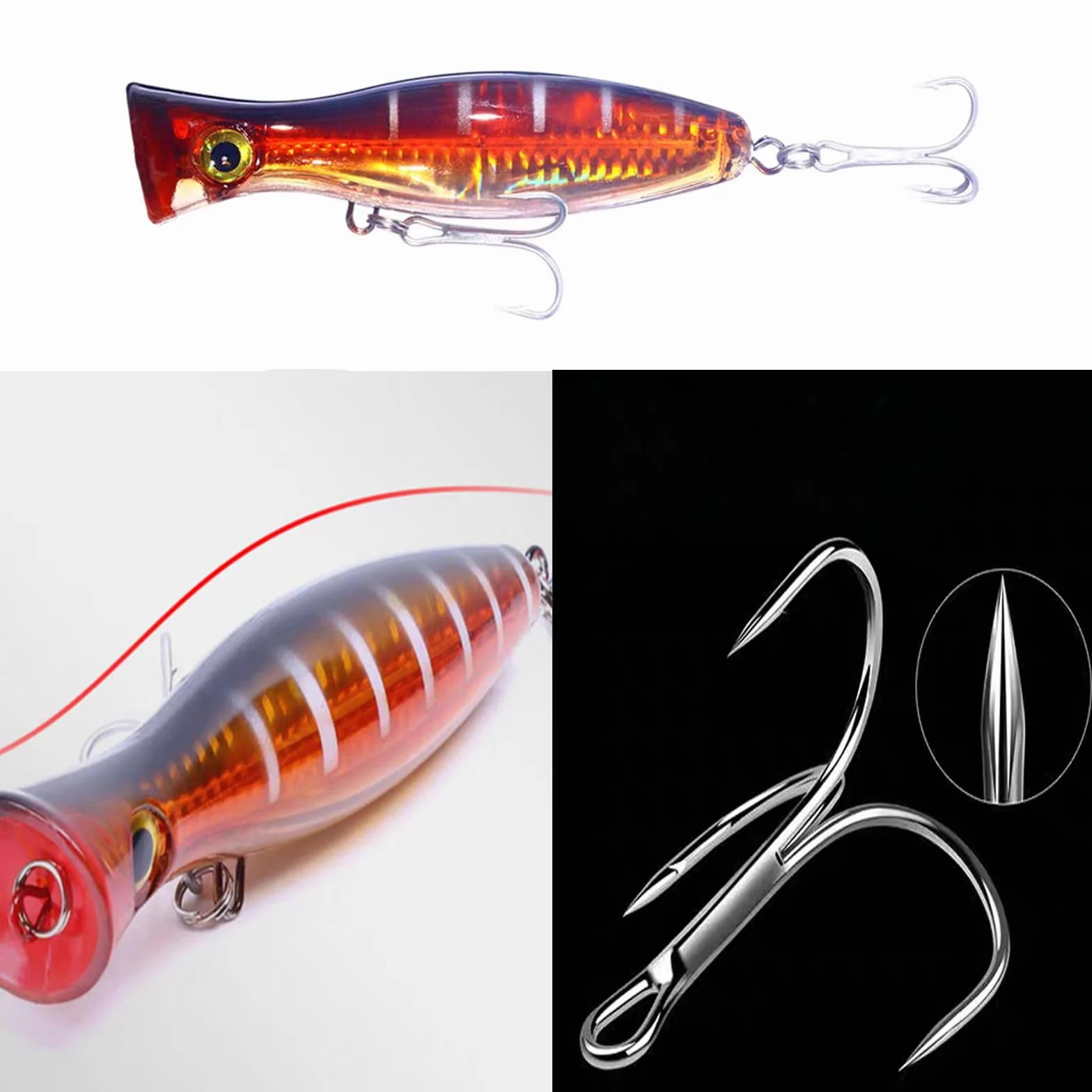 señuelos de pesca, Surface Bait - Popper, Big Popper, cebos flotantes, señuelos de pesca de agua salada, señuelos artificiales de pesca de agua salada, perca, atún de mar, lucio,