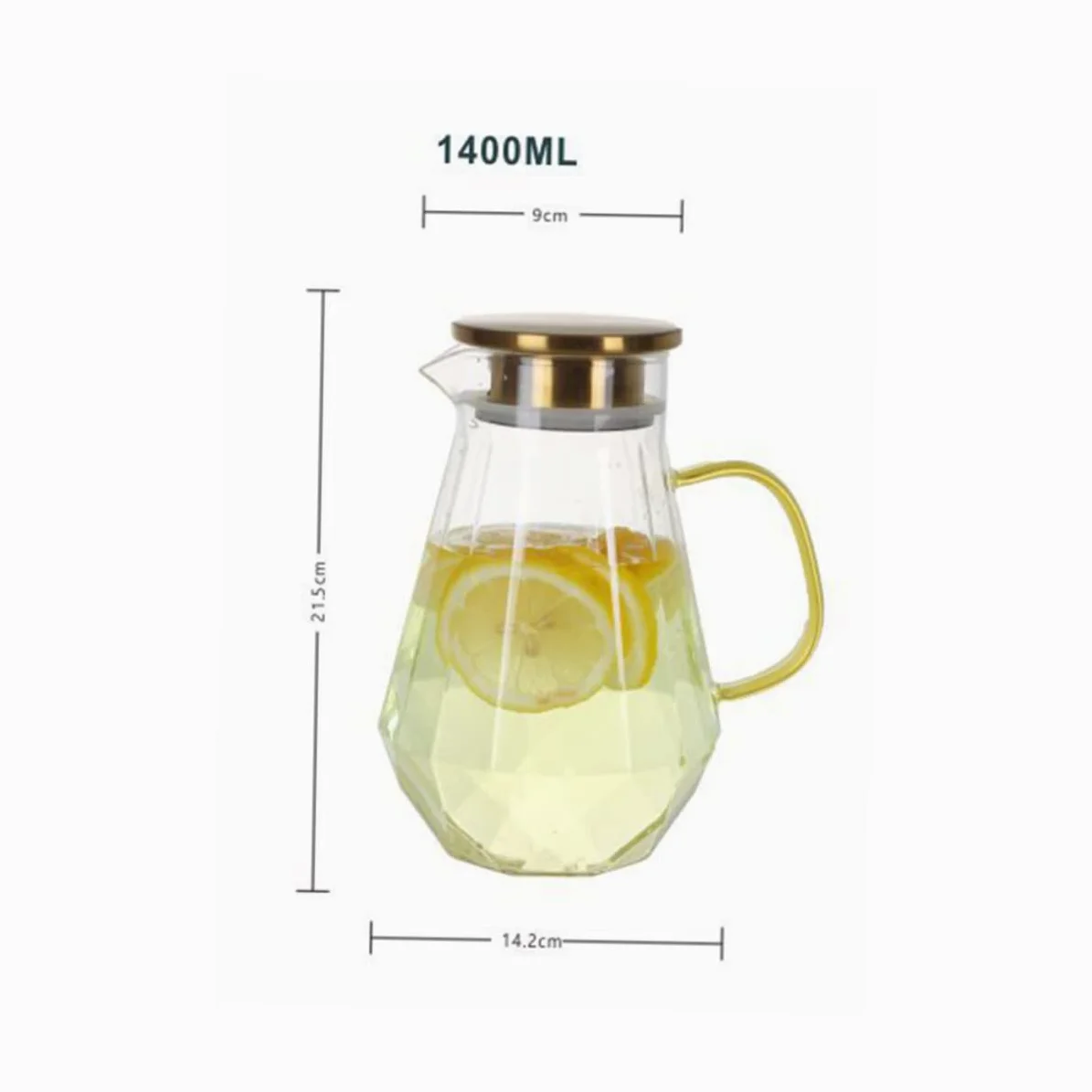 SOIMISS Jarra de Agua Fría de Vidrio con Tapa y Vertedor de Gran Capacidad para Servir Bebidas Refrescantes como Jugos Caseros Infusiones de Hierbas o Agua con Hielo para Fiestas o Reunion