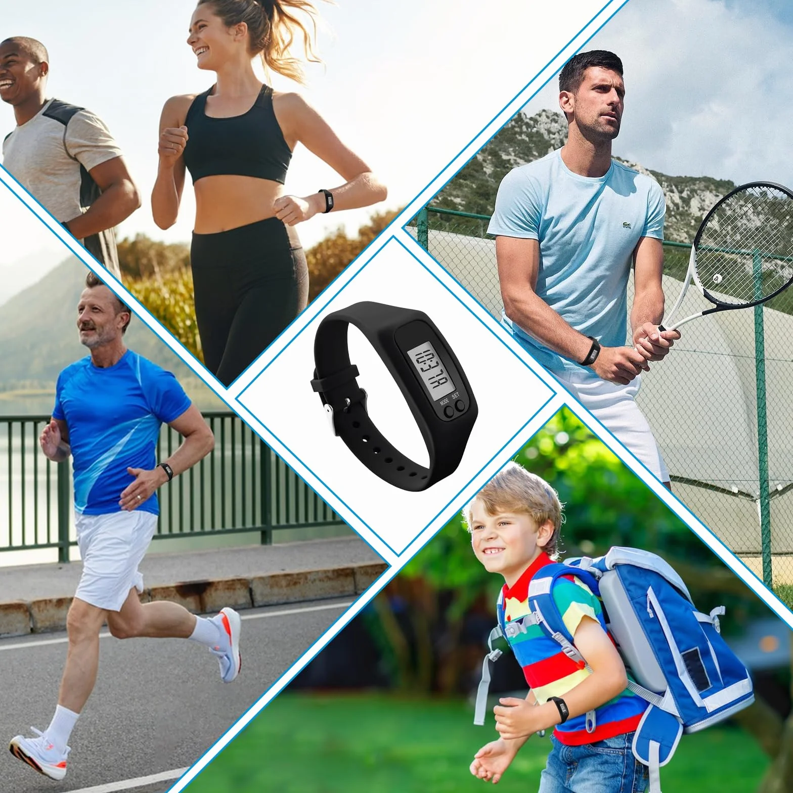 Mini Podometro Electrónico 3D, Contador de Pasos, Silicón Cuenta Pasos Reloj, No Requiere Aplicación,Ideal para Senderismo, Fitness y Desplazamientos Diarios, Apto Tanto para Hombres Como para Mujeres