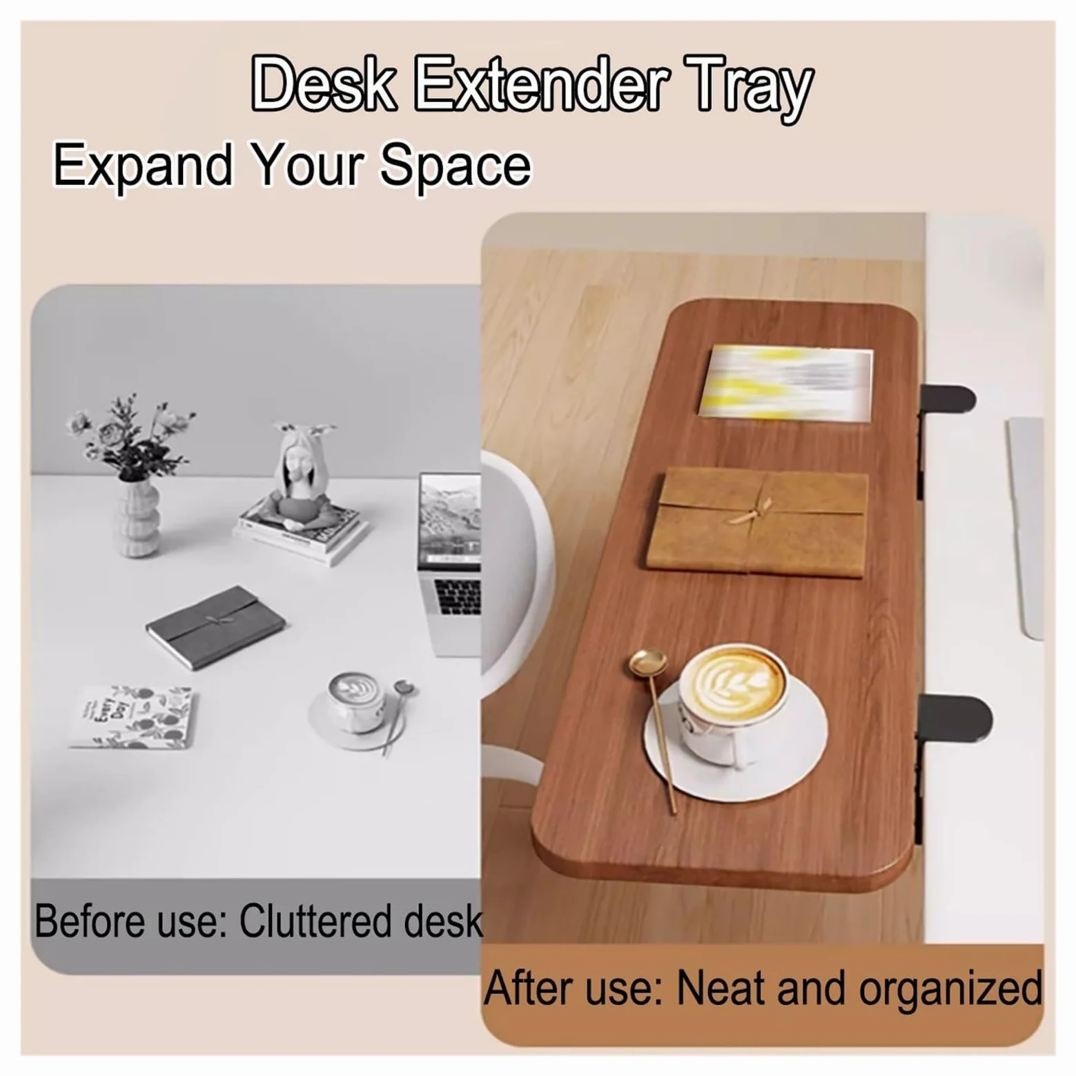 Bandeja extensora de escritorio de 16 20 24 28 32 35 pulgadas, extensor de mesa con abrazadera, tablero de extensión de escritorio plegable, bandeja for teclado(White,20x40cm (7.9x15.7in))