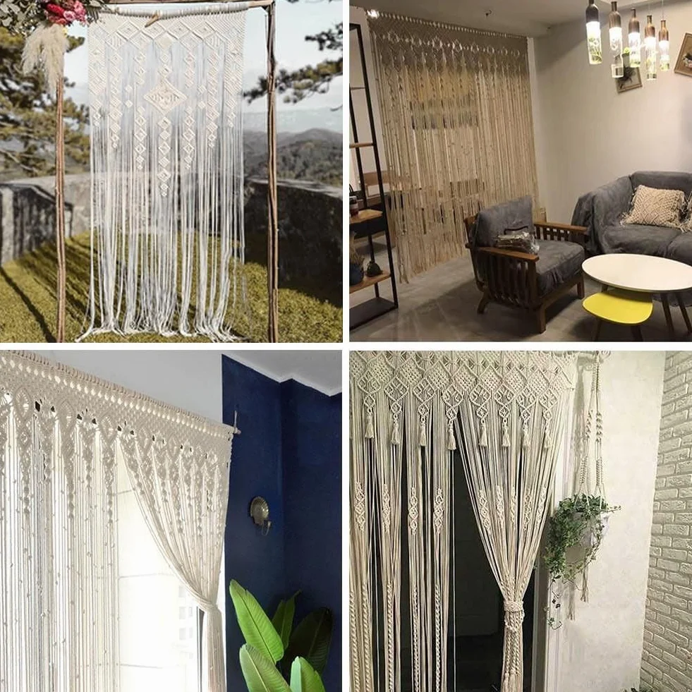 Cortina de tapiz tejida a mano, cortina decorativa para puerta y ventana para telón de fondo de boda y adorno para el hogar (100 x 200 cm)
