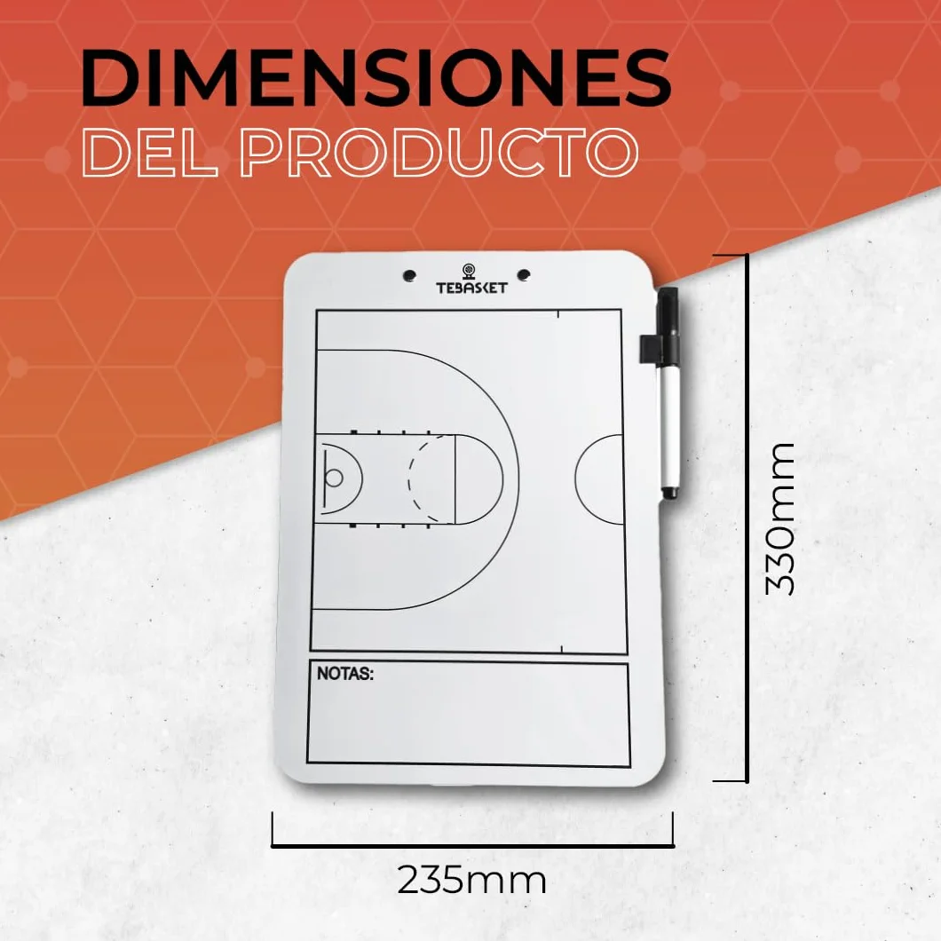 Pizarra Entrenador Baloncesto Táctica Doble Cara Blanco/Negro Campo Completo Medio Campo Borrado en Seco Portátil con Rotulador