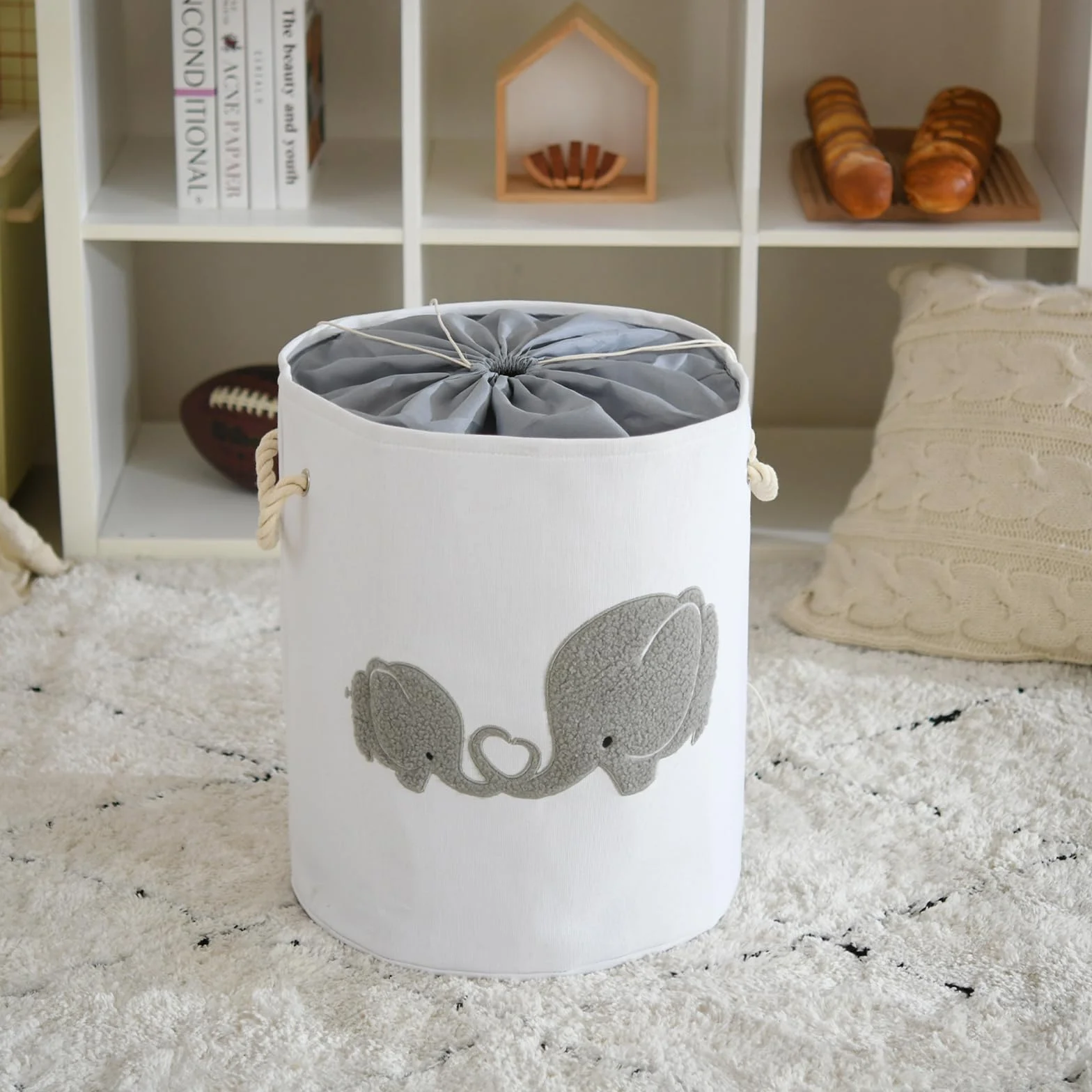 Cesta Extragrande 58 L Plegable de Lona para Juguetes y Ropa