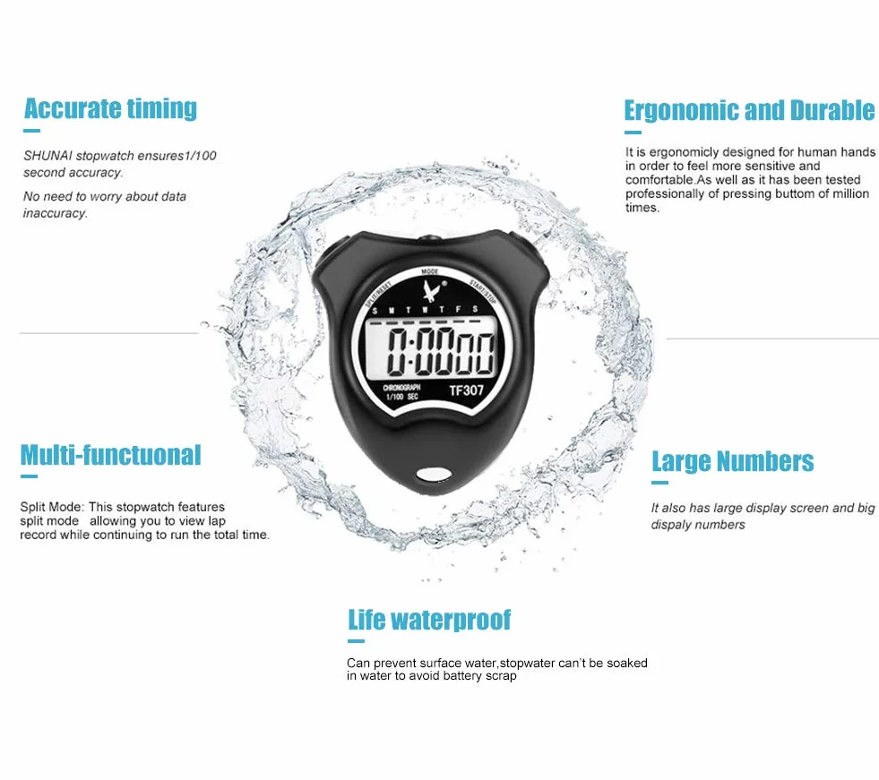Cronómetro Deportivo Digital con Alarma para Natación Fútbol Entrenadores Equipo Árbitro