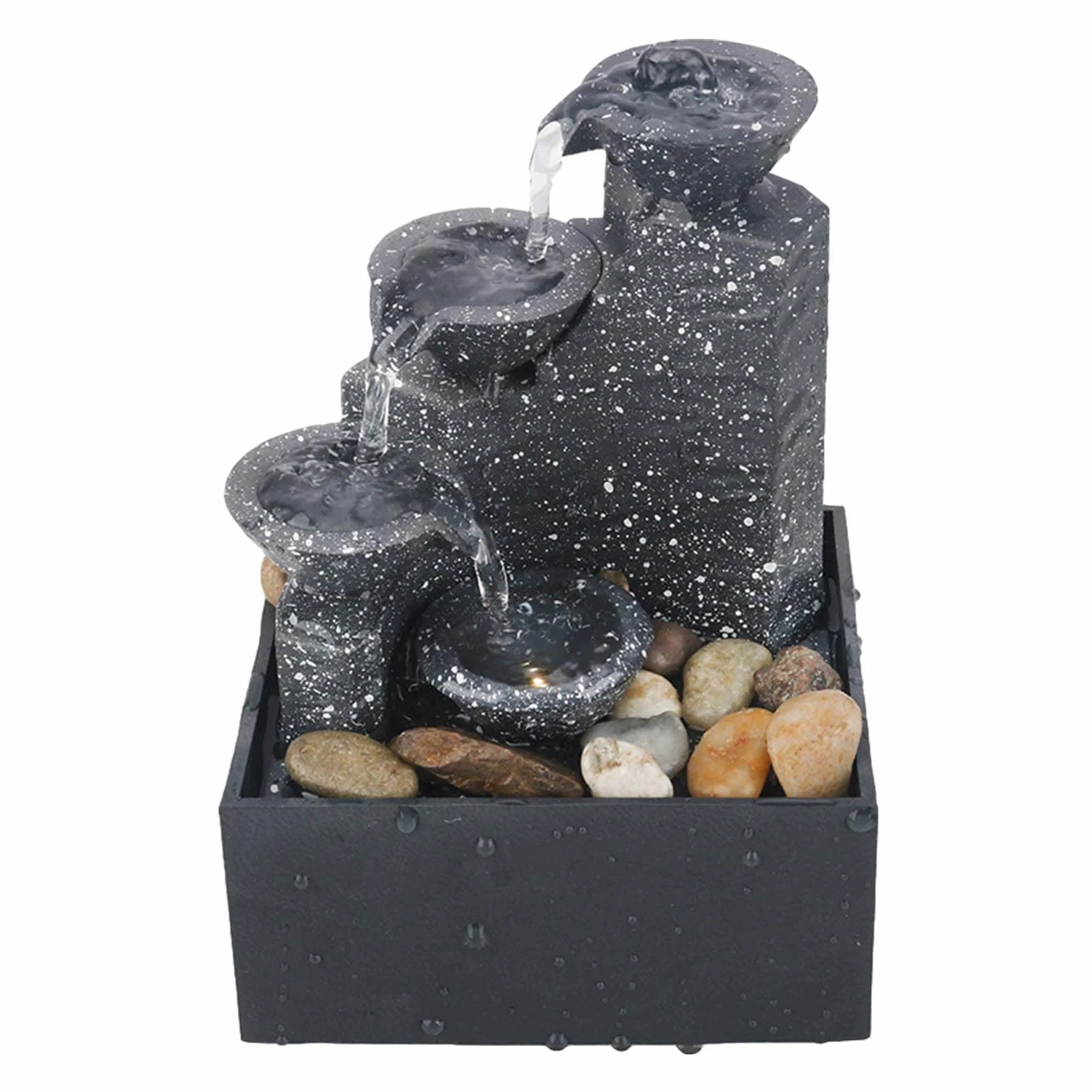 Fuente de Agua de Escritorio con Cascada y Luces - Decoración de Espacios Interiores