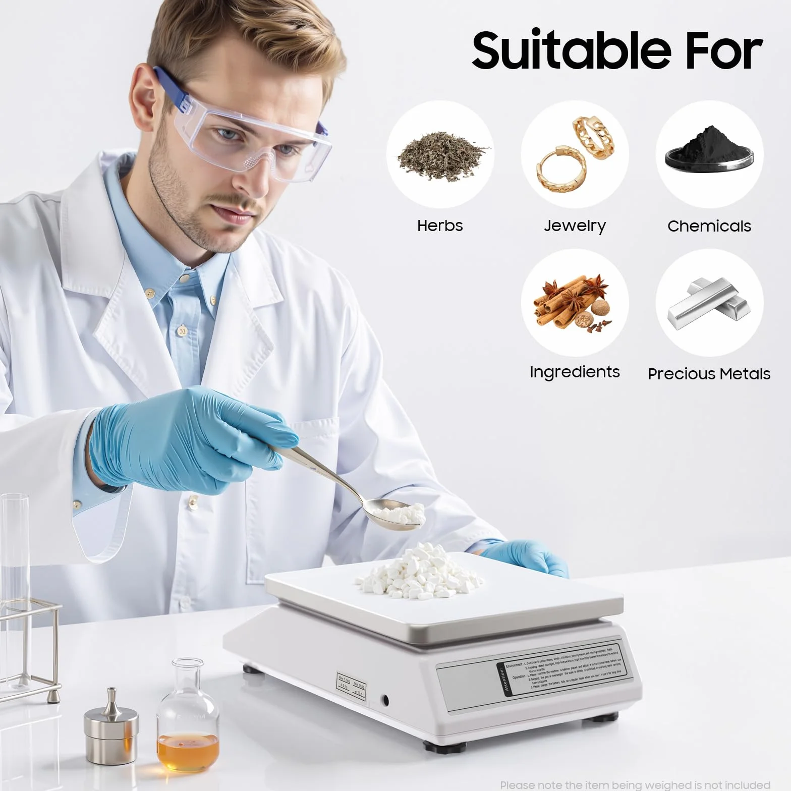 Báscula digital de cocina 7,5 kg/0,1 g – Báscula de precisión con función de tara, LCD, protección contra sobrecargas para laboratorio y cocina