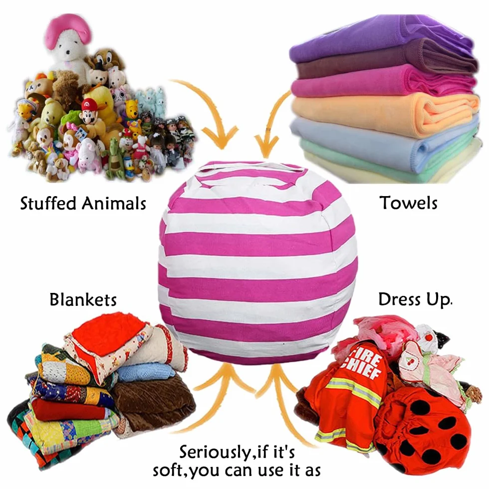 Puf de Peluche, 38" Bolsa de Almacenamiento de Juguetes, Bolsa Almacenamiento, Almacenamiento de Juguetes, Juguetes Felpa, Bolsa Frijoles Lona, Bolsa Frijoles Lona, para Ropa, Juguetes.