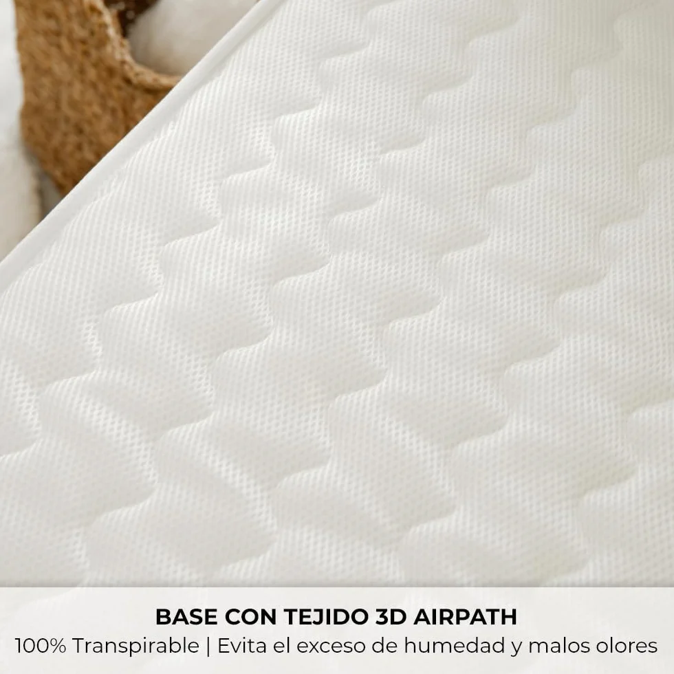 Nalui - Colchón Cuna Viscoelástico 120 x 60 cm Baby One Núcleo HR Adapt Foam, Tejido 3D Transpirable y Tejido Strech Hipoalergénico, Certificado Oeko-Tex® | Hecho en España. Altura ±12cm, Aguamarina