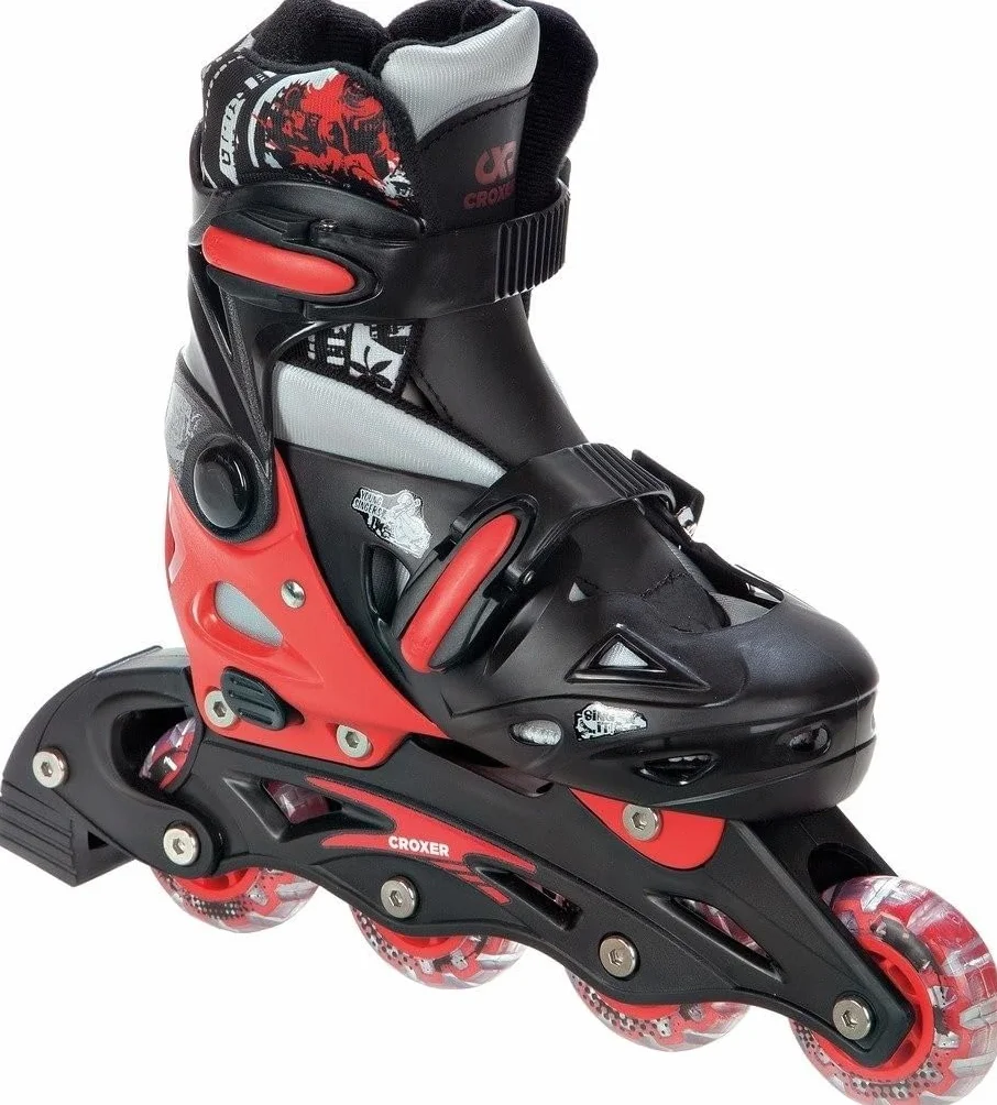 Patines en línea Singer Ajustables 3 en 1, Intercambiables Negro/Rojo