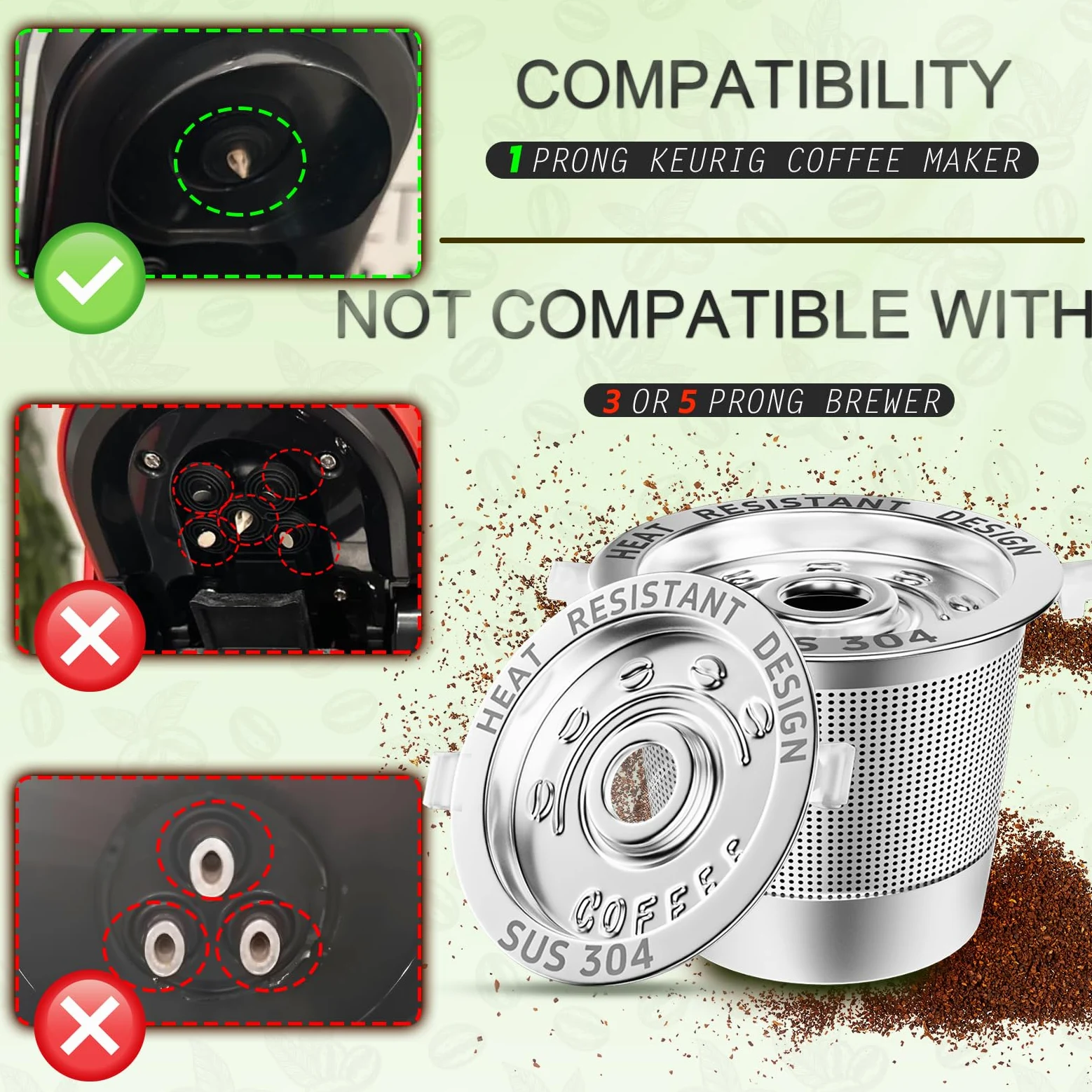 NESSUS Taza K reutilizable para Keurig 1.0, tazas K recargables de acero inoxidable para keurig, cápsulas de café K Cups de metal para keurig con asas resistentes al calor y cuchara de café, filtros K