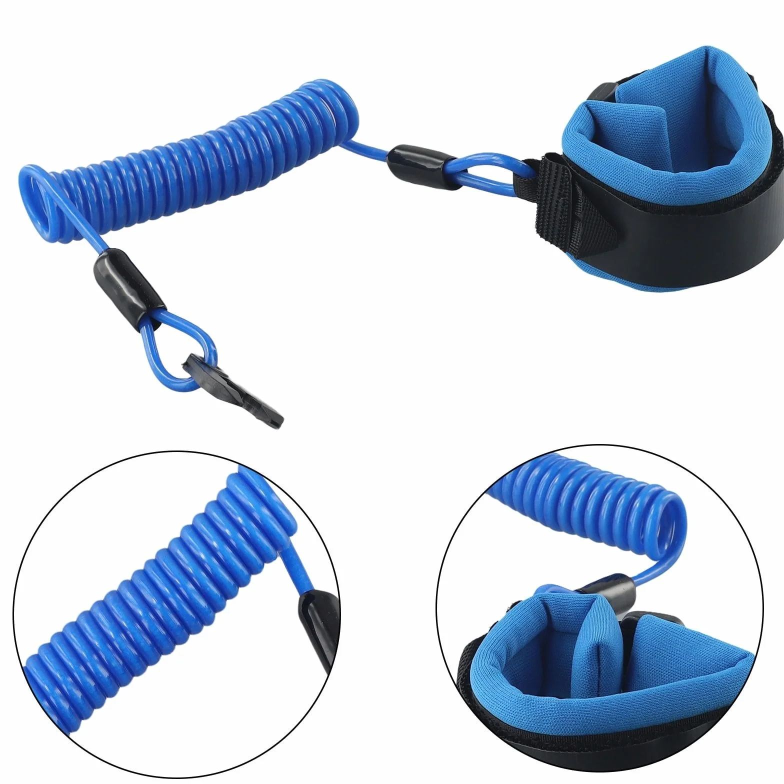 Besttoolifes Cordón de seguridad con interruptor de parada para motor fuera de borda, correa muñeca flotante cubierta goma cable poliuretano