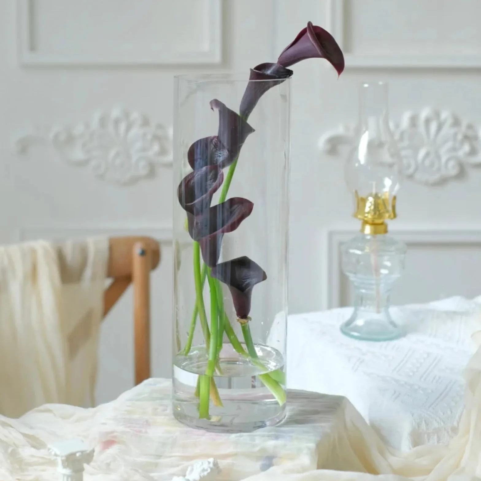 TSKDKIT Jarrón grande de cristal para flores de 30 cm, jarrón cilíndrico de vidrio, jarrones transparentes para sala de estar, jarrones grandes modernos de 30 x 10 cm