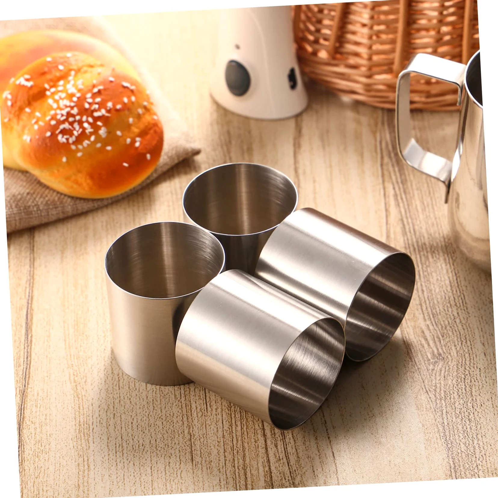 8 Piezas de Moldes Redondos de Acero Inoxidable para Mini Tartas y Pasteles de Mousse, Reutilizables y Fáciles de Desmoldar, Ideales para Hornear Postres