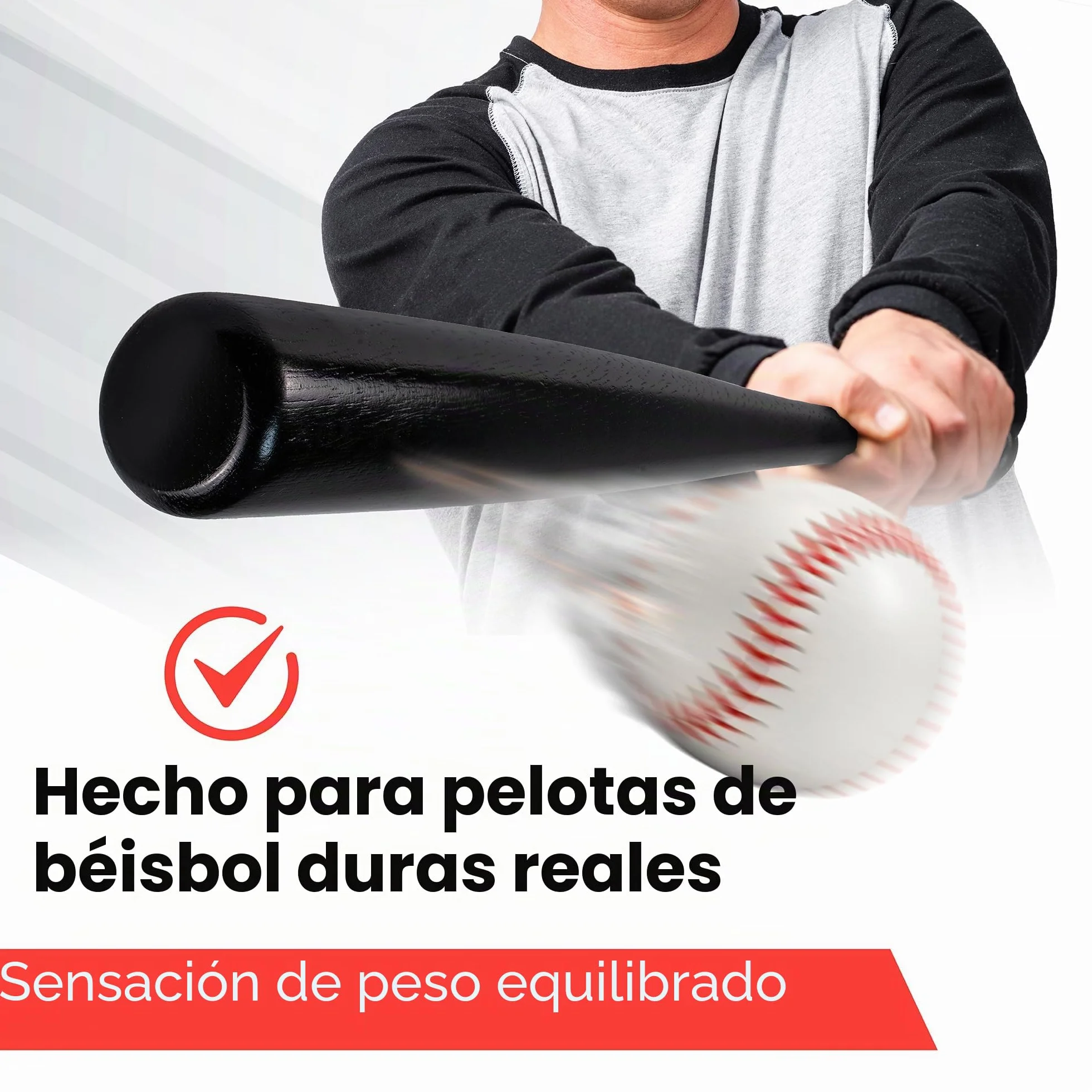 Bate de béisbol Redfield 76 cm Madera Maciza ecológica Negro Madera Natural