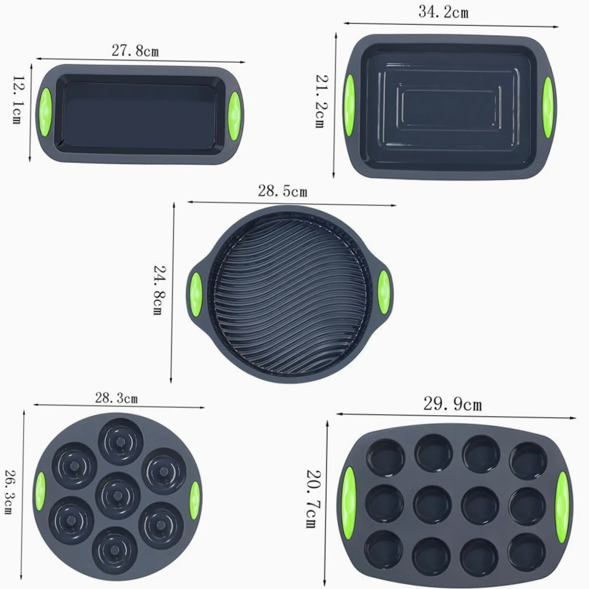 Molde de Silicona 5 Piezas para Hornear Pasteles y Pan Casero | Reutilizable y Flexible, Resistente al Calor, Limpieza Sencilla, Uso en Cocina y Repostería, Pack de 5