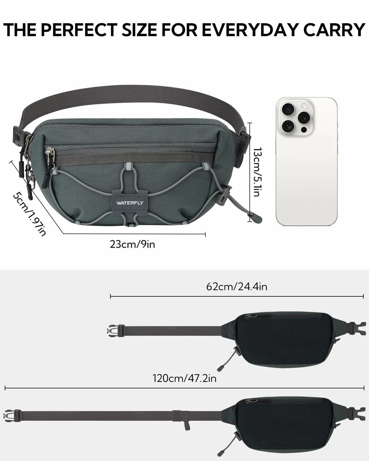 Waterfly Riñonera Antirrobo con Bloqueo RFID Cinturón Ajustable para Viaje Deportiva