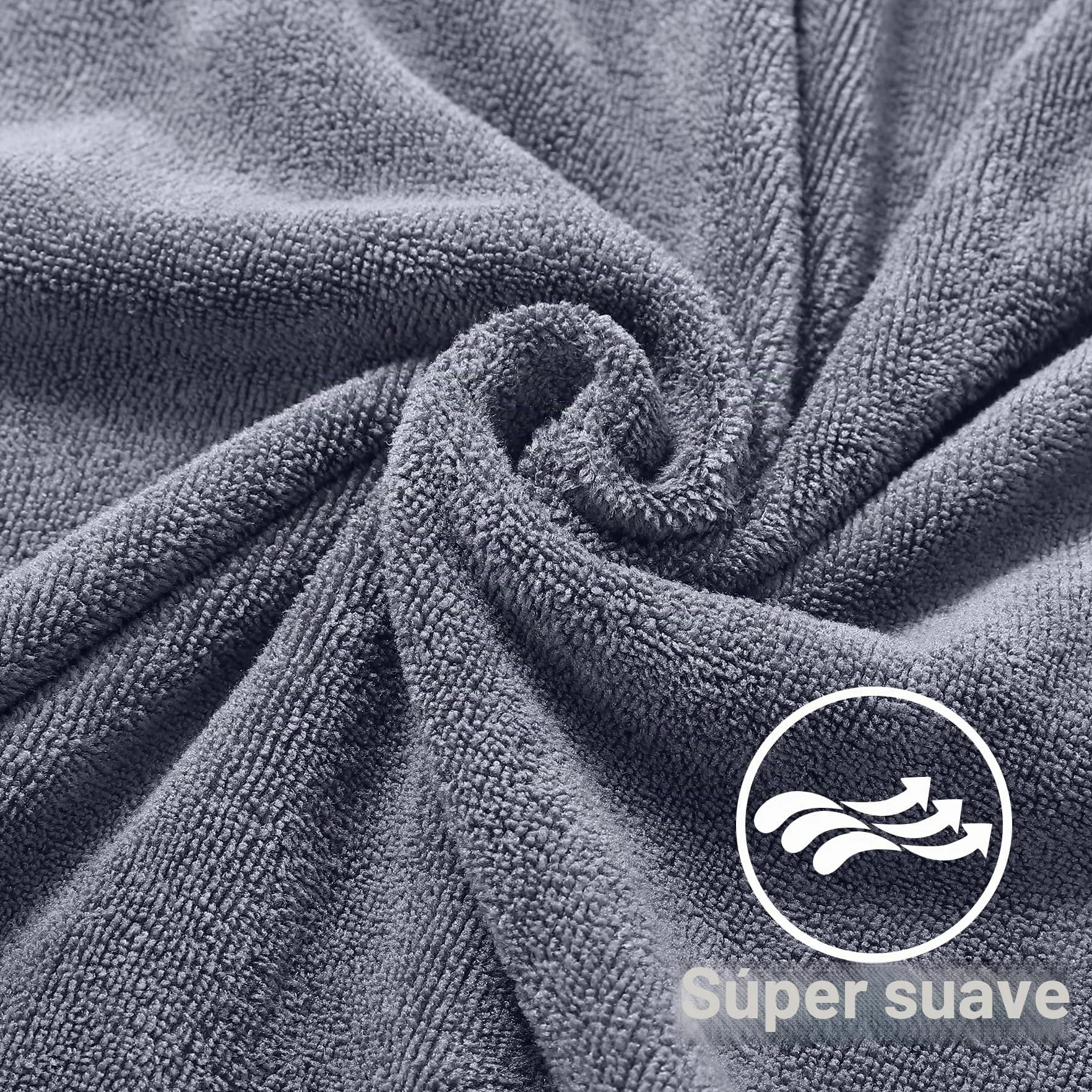 Toallas de Baño XXL, Jumbo de Lujo 100 x 200CM - Microfibra Algodón Ring Spun, Toalla de Sauna Grande, Suave y de Secado Rápido - para Casas, Hoteles y Spas, Altamente Absorbentes (Gris)