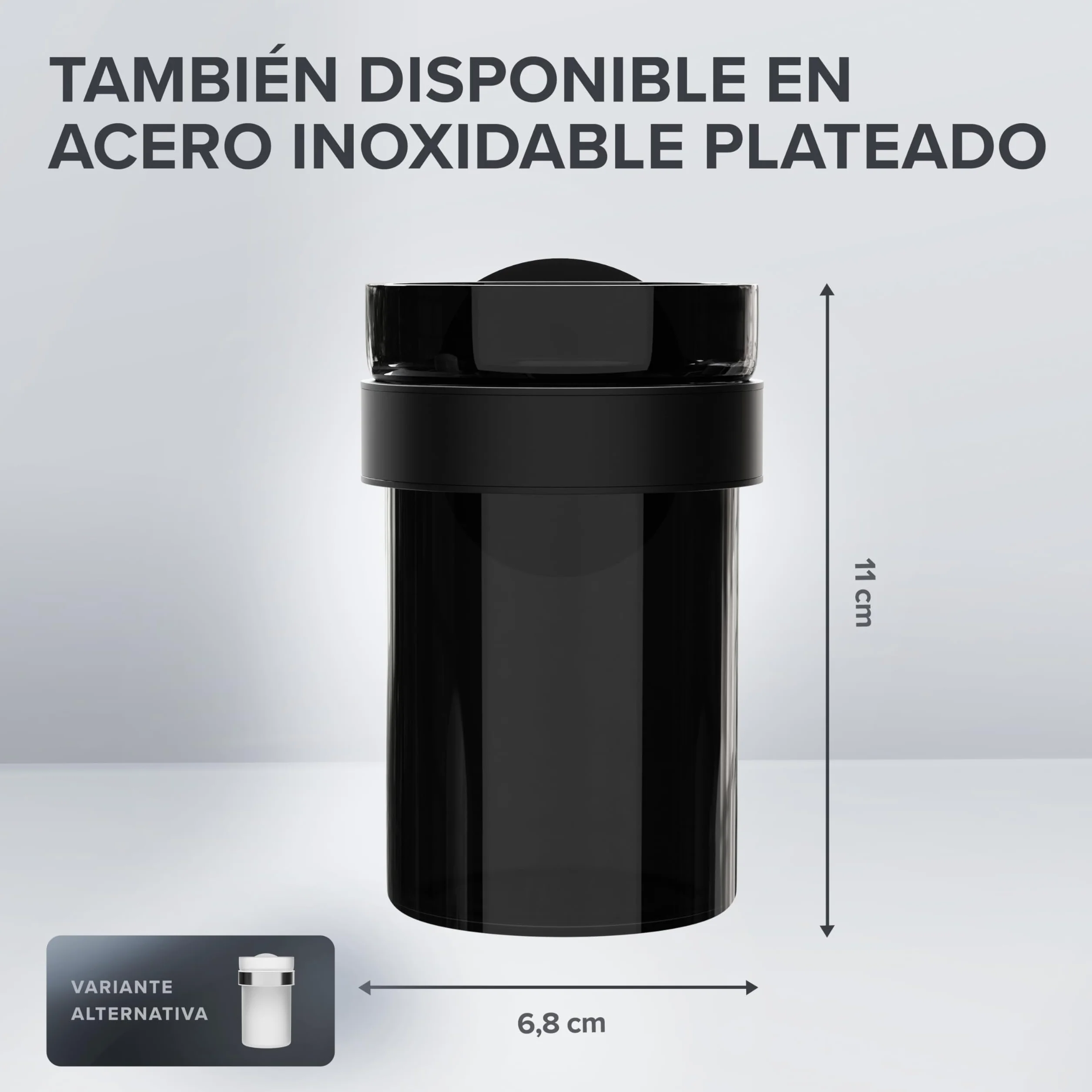 Vaso Cepillo de Dientes ovimar Engeloya | Negro | sin taladrar | de Cristal y Acero Inoxidable para el baño | con Vaso extraíble y Soporte para Cepillo de Dientes | para Pegar en la Pared