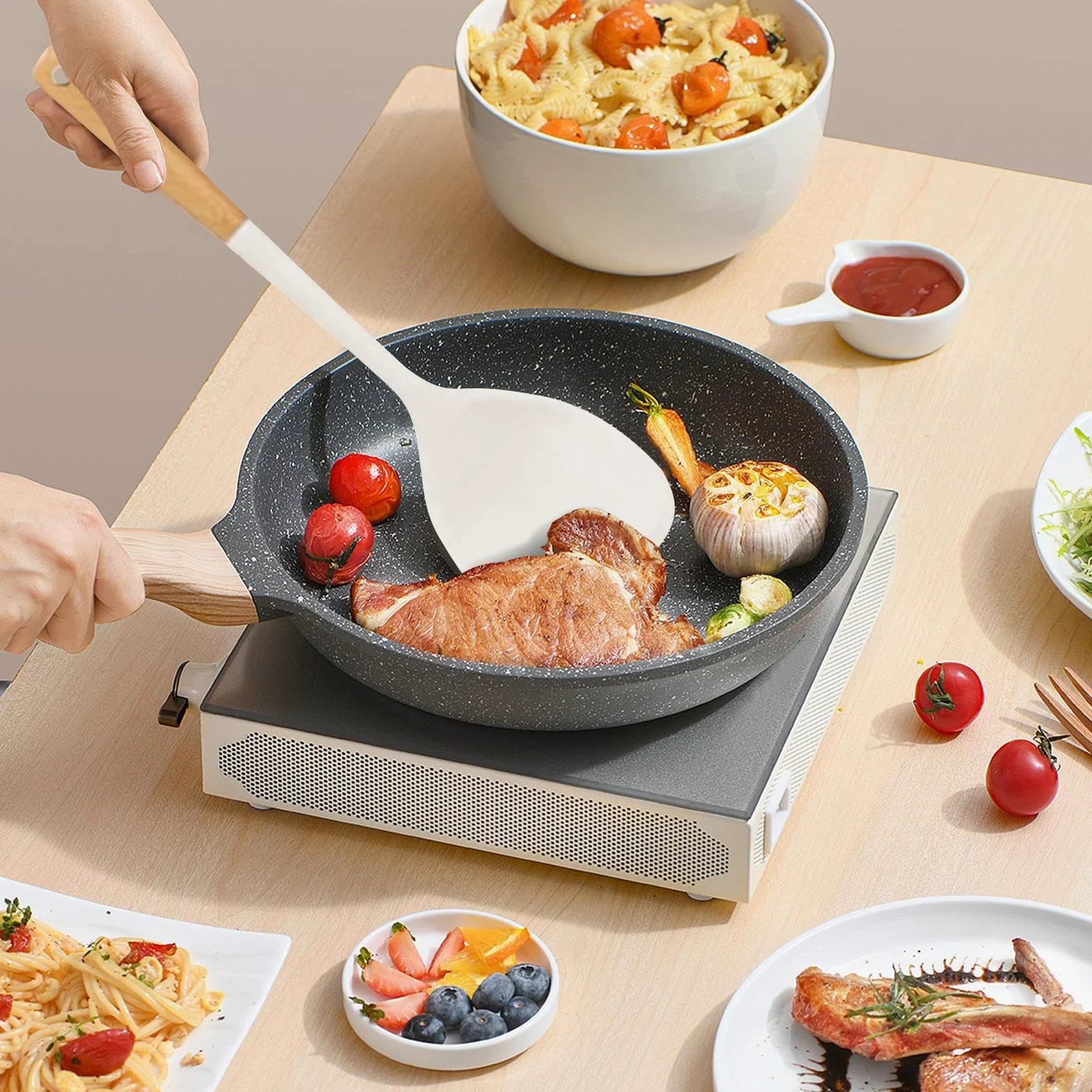 Espátula de silicona silicona alimentaria antiadherente | Espátulas seguras para cocinar Accesorios de Alimenticio para Mezclar, Hornear, Freír, Servir, Preparar, y Exterior