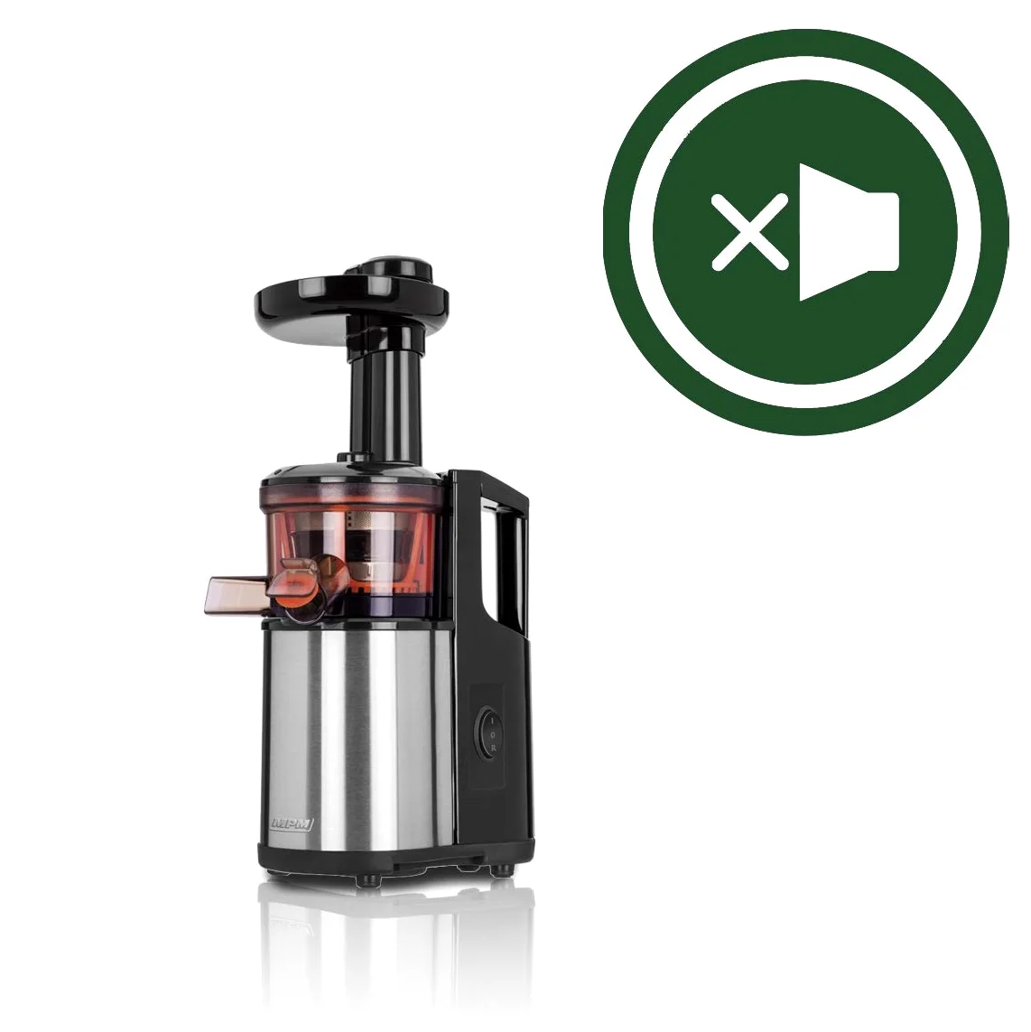 MPM MSO-12M Licuadora prensado en frío para verduras y frutas, baja velocidad 60RPM, Slow Juicer, boca ancha, función inversa, 150W