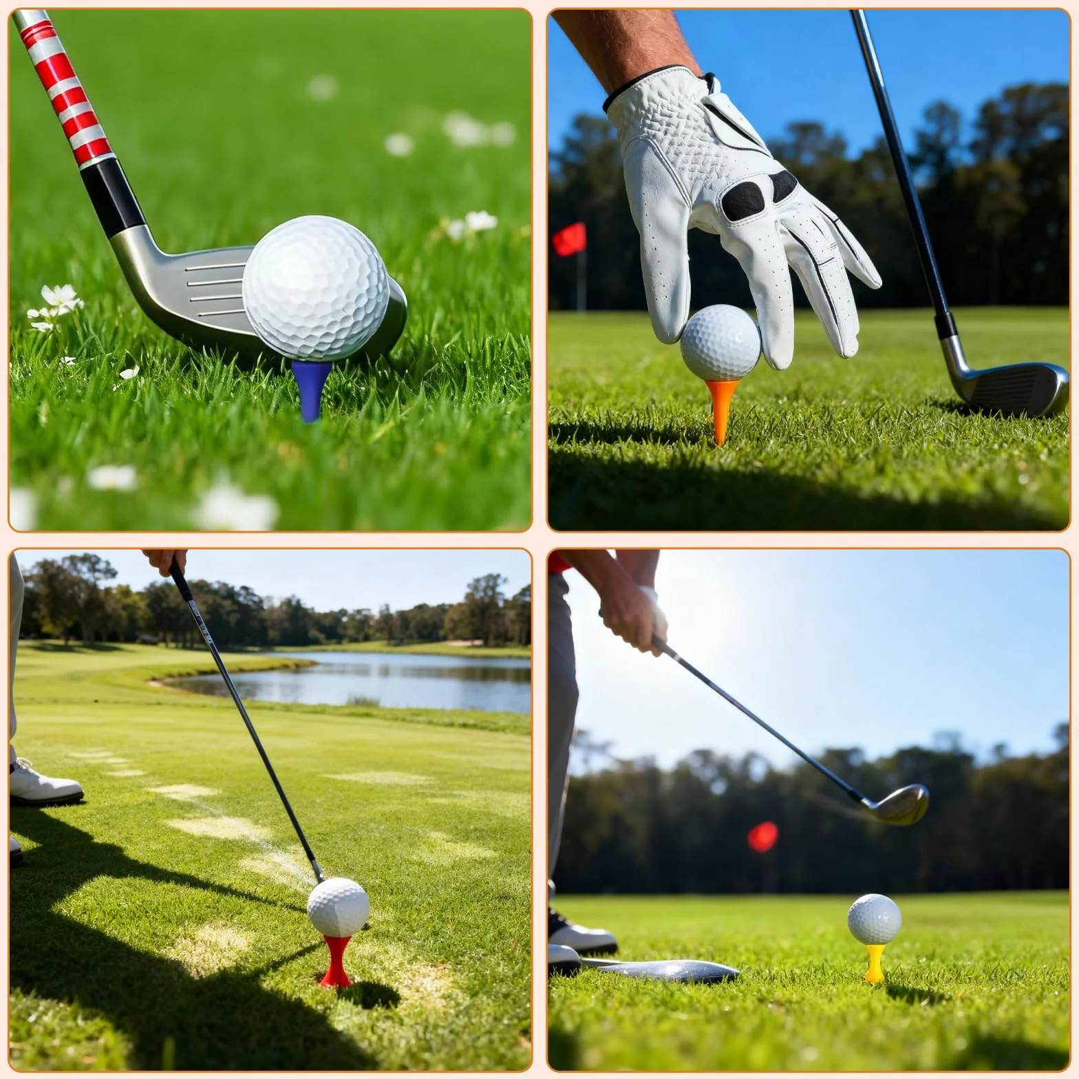 Golf Tees de Plástico 105 Piezas, PP Resistentes 7 Colores y Alturas para Entrenamiento y Golf de Invierno