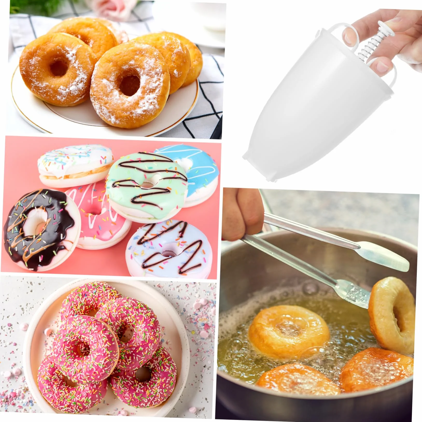 Mipcase Máquina para Hacer Roscos Fritos Manual Portátil 2 Moldes para Hornear Donas de Pp Adecuado para Repostería y Uso al Aire Libre