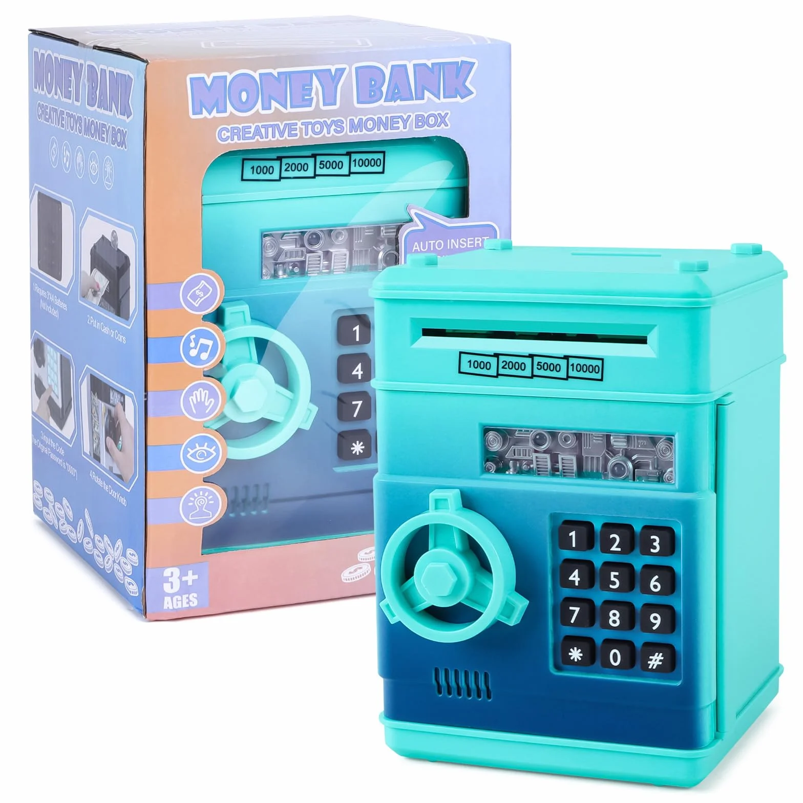 Highttoy Hucha Cajero Automatico Caja de Monedas Hucha Caja Fuerte para Niños