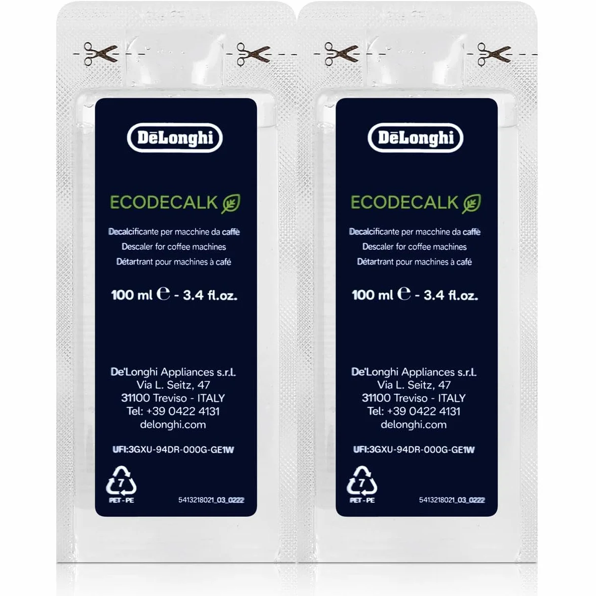DeLonghi Decalcifier EcoDecalk, mini paquete económico, 10 x 100 ml, apto para cafeteras totalmente automatizadas, n.º 5513292821 Nokalk.