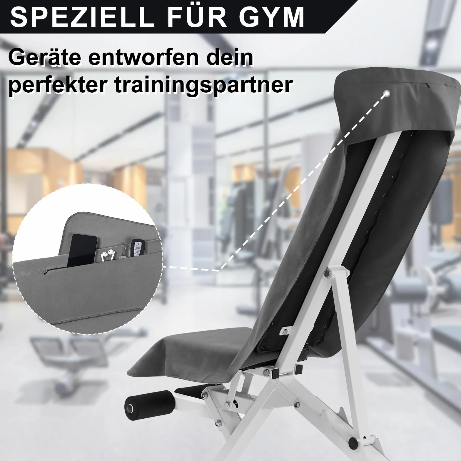Pameil Toalla de Microfibra 120x50cm Deporte Ligera Absorbente Secado Rápido con Bolsillo Cremallera