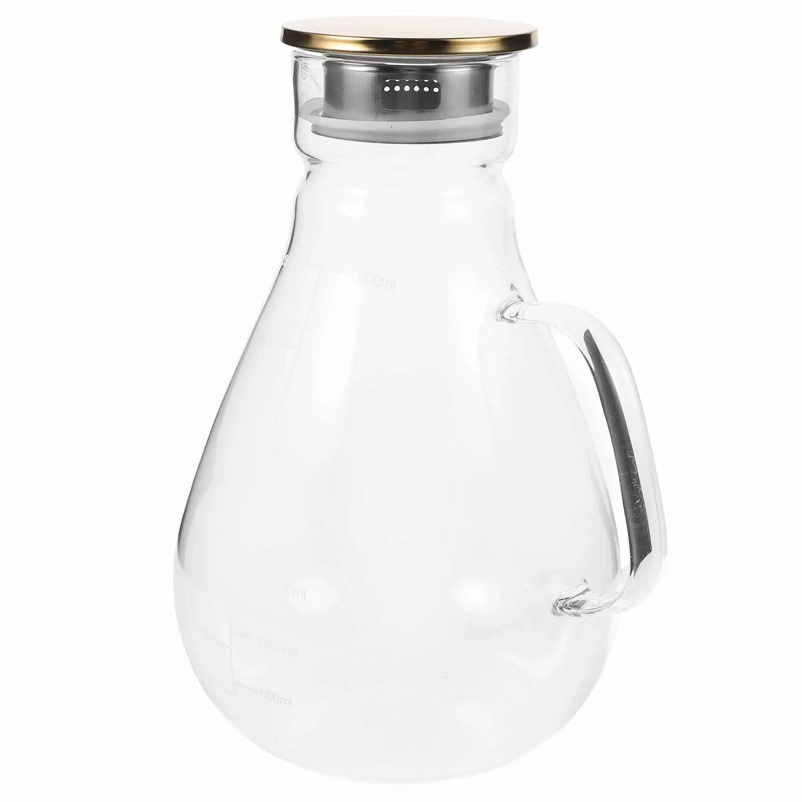 FOMIYES Jarra de Vidrio Borosilicato de 1300ml con Tapa de Acero Inoxidable y Silicona, Dispensador Elegante para Agua y Cócteles en Bodas y Eventos