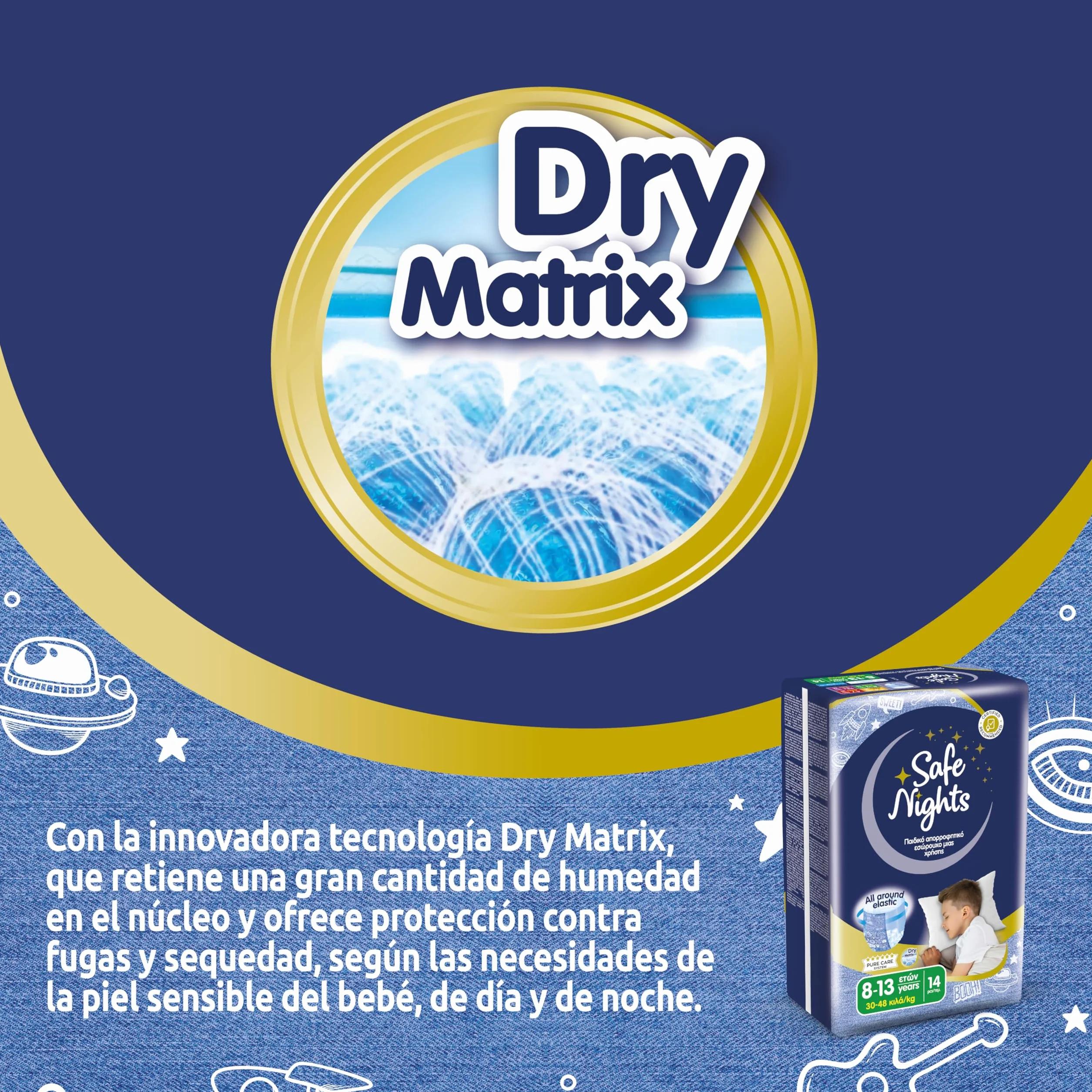 Babylino Safe Nights Boy Pañal Nocturno Absorbente 30-48 kg 14 Unidades
