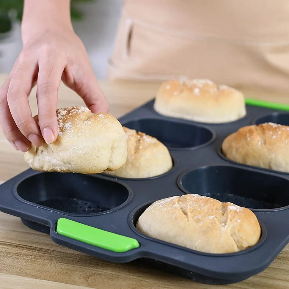 Moldes para Hornear Pan molde de la torta del silicón Baguette hornada hornear el pastel bricolaje Herramienta para La Cocina(Verde)
