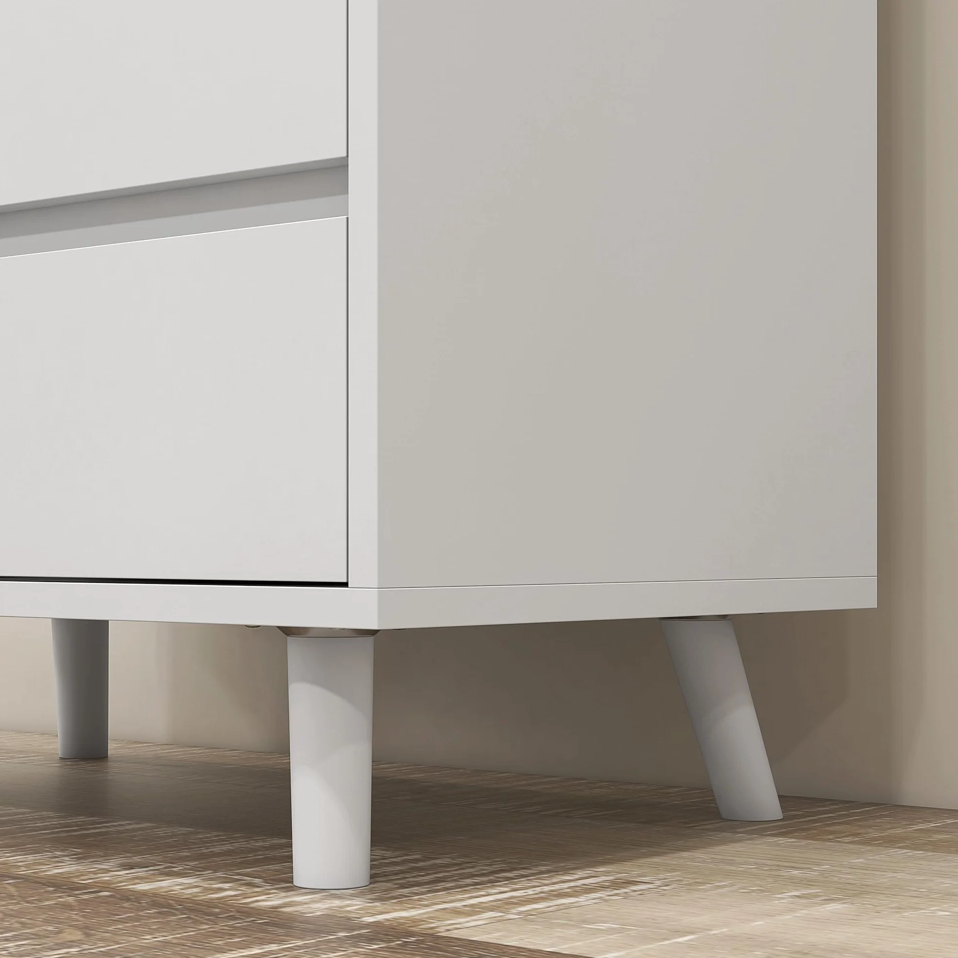 HOMCOM Alacena de Cocina Armario de Cocina Buffet Aparador con 2 Puertas de Vidrio Compartimentos Abiertos 4 Cajones y Estantes Ajustables 60x35x180 cm Blanco