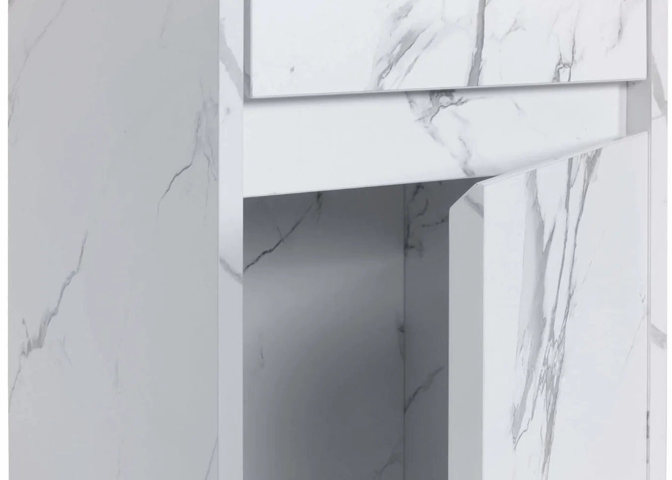 HWC-L86AM - Armario de baño (melamina, 2 puertas, 3 compartimentos, 160 x 33 cm), color blanco