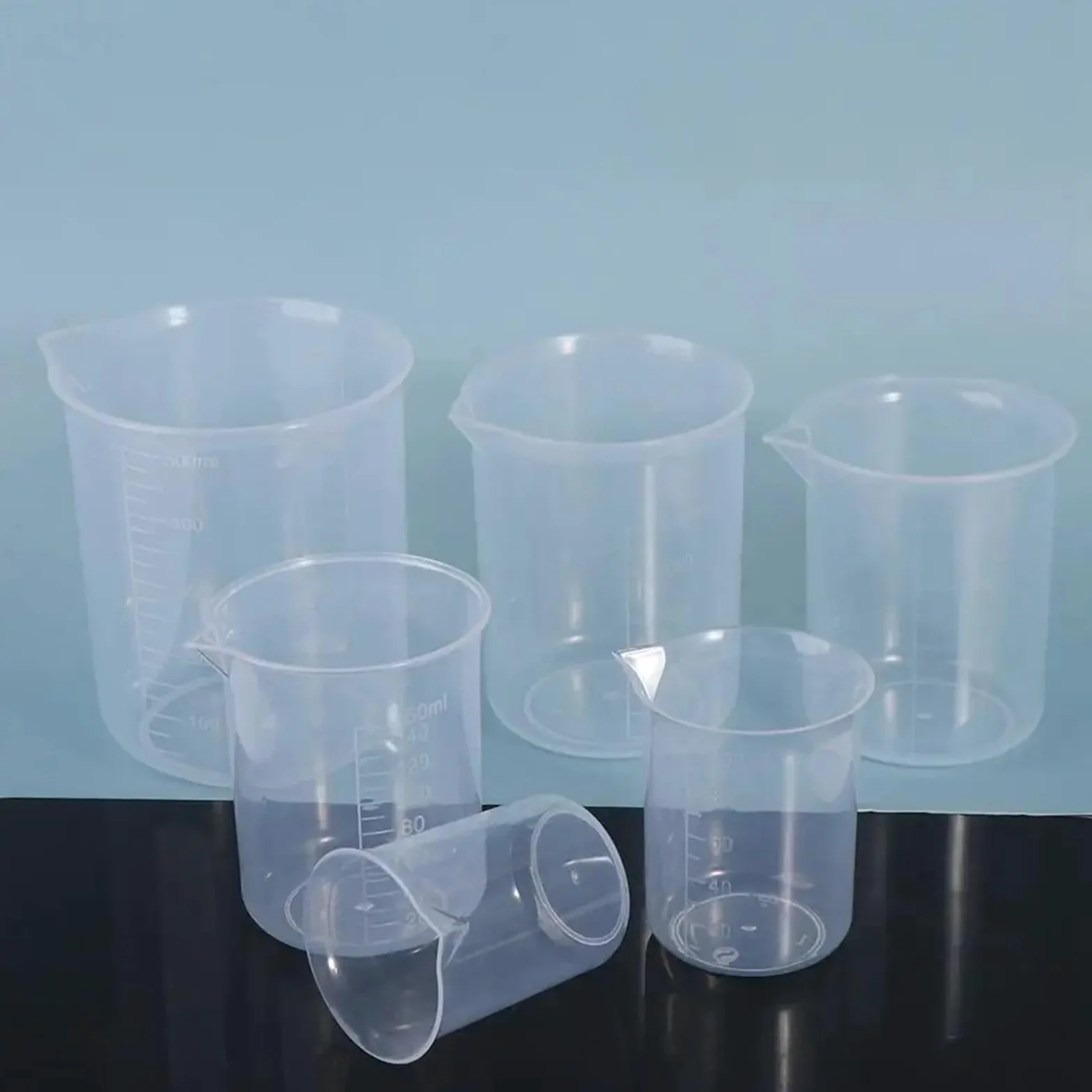 10pcs Reusable with Scale Thickened Transparent Stackable Mixing Cups Measuring Cup Graduated Cylinder Beaker Para Cocina Laboratorio(1000ml)