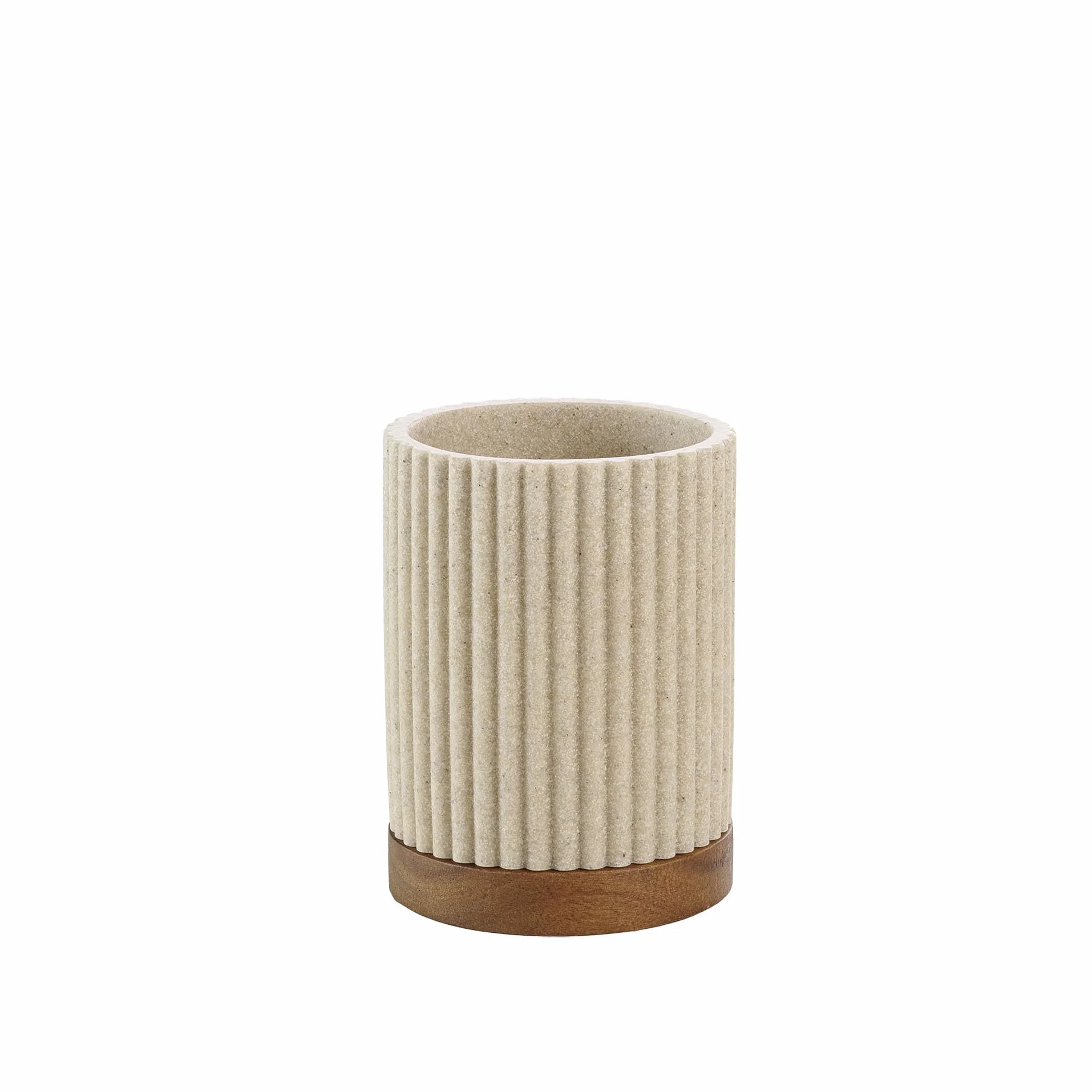 Douceur d'Intérieur Niagara - Vaso (diámetro 8 x 10,8 cm) Natural, poliresina y Acacia