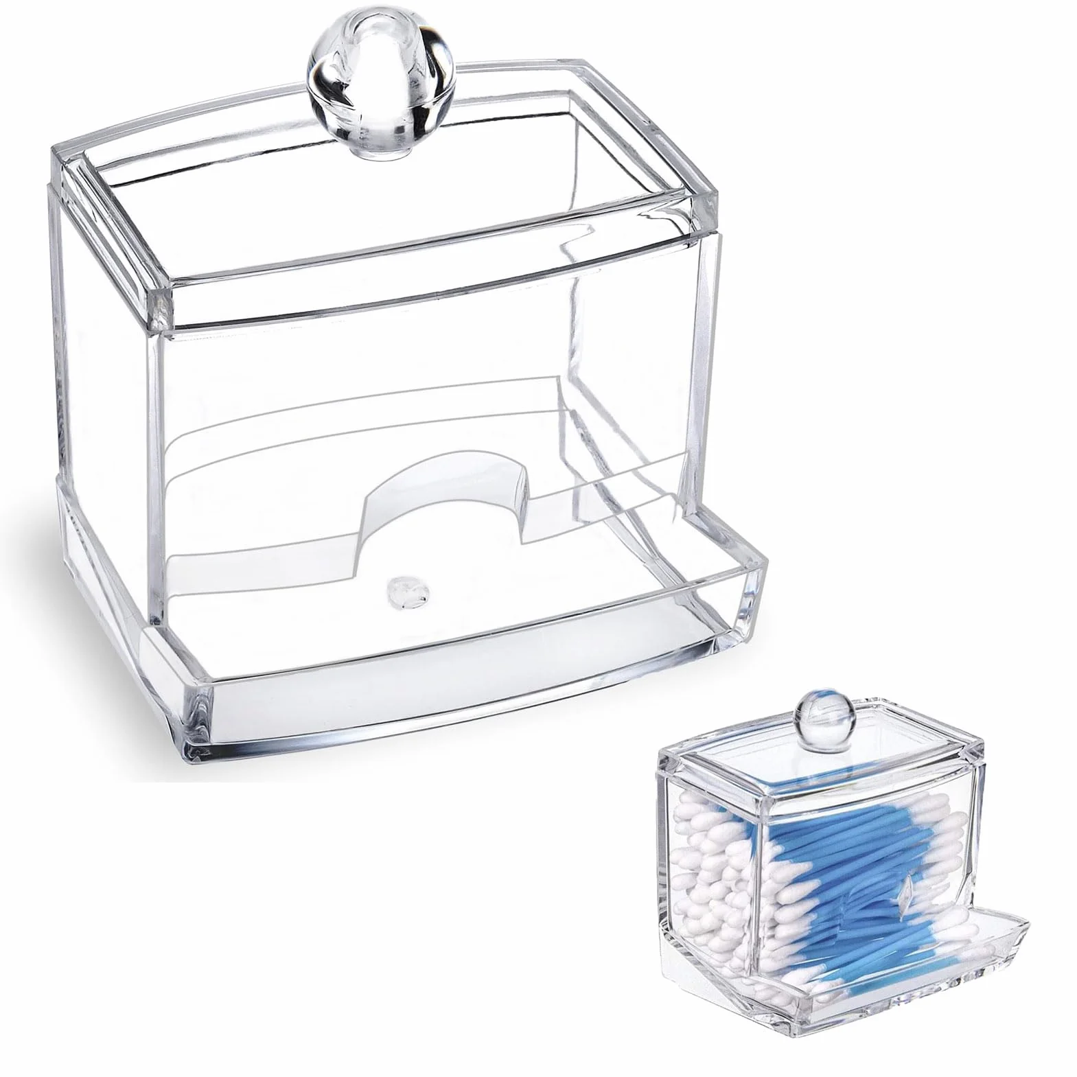 zalati Soporte para bastoncillos de algodón con tapa para baño, organizador de belleza y maquillaje
