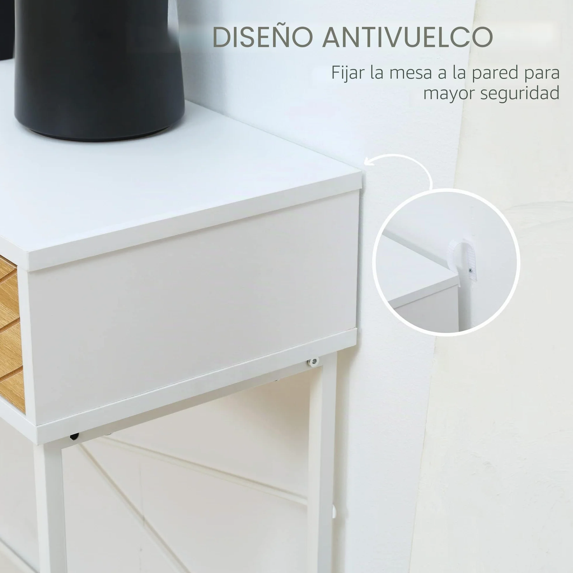 HOMCOM Mesa de Consola Estrecha Mueble Recibidor Mesa de Sofá con 2 Cajones Diseño de Líneas Talladas Estilo Moderna para Pasillo Entrada Salón Dormitorio 100x30x75 cm Blanco y Roble
