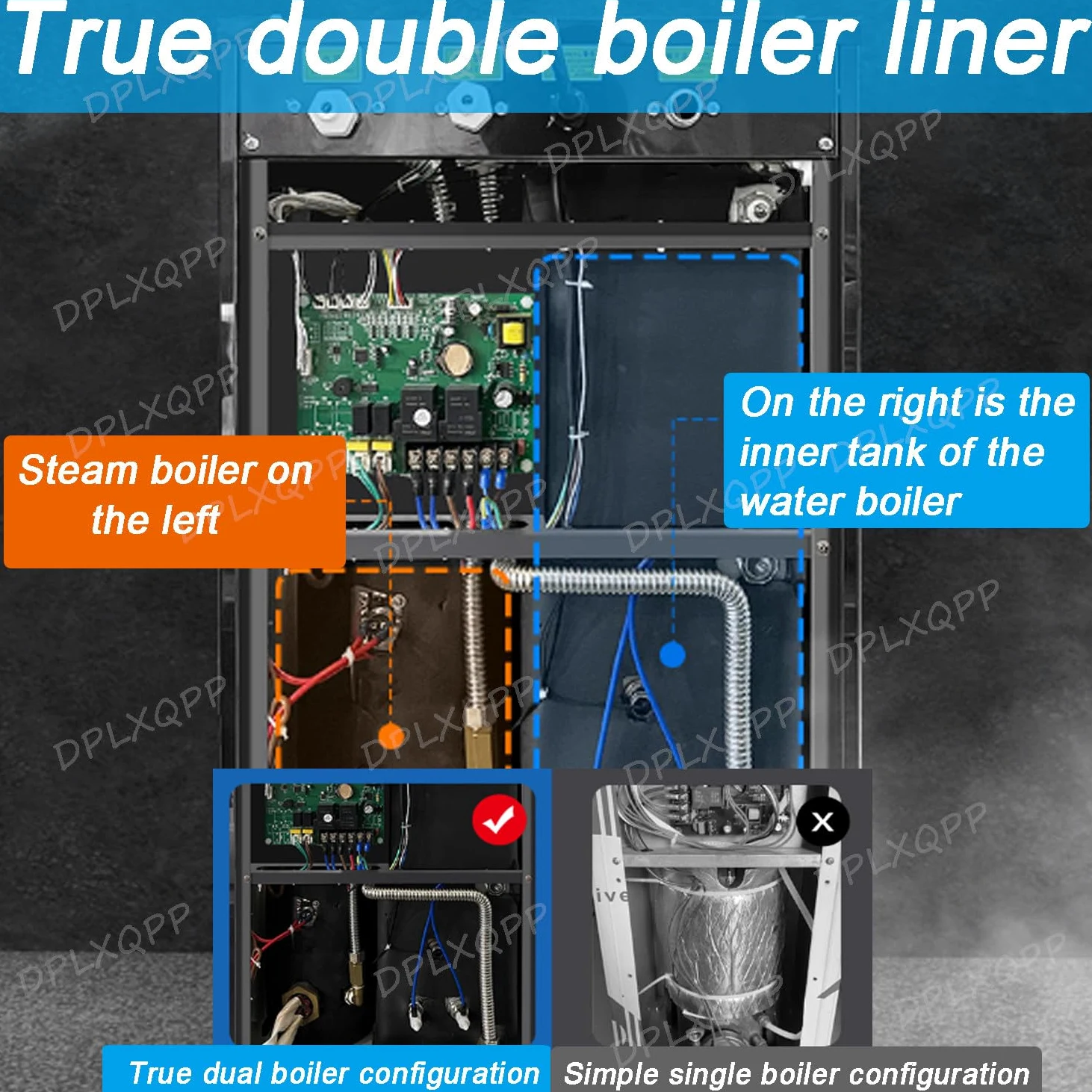 Espumador de leche comercial con sistema de caldera doble, alta potencia, gran capacidad, bandeja de goteo extraíble, boquilla giratoria para tiendas de café y bebidas
