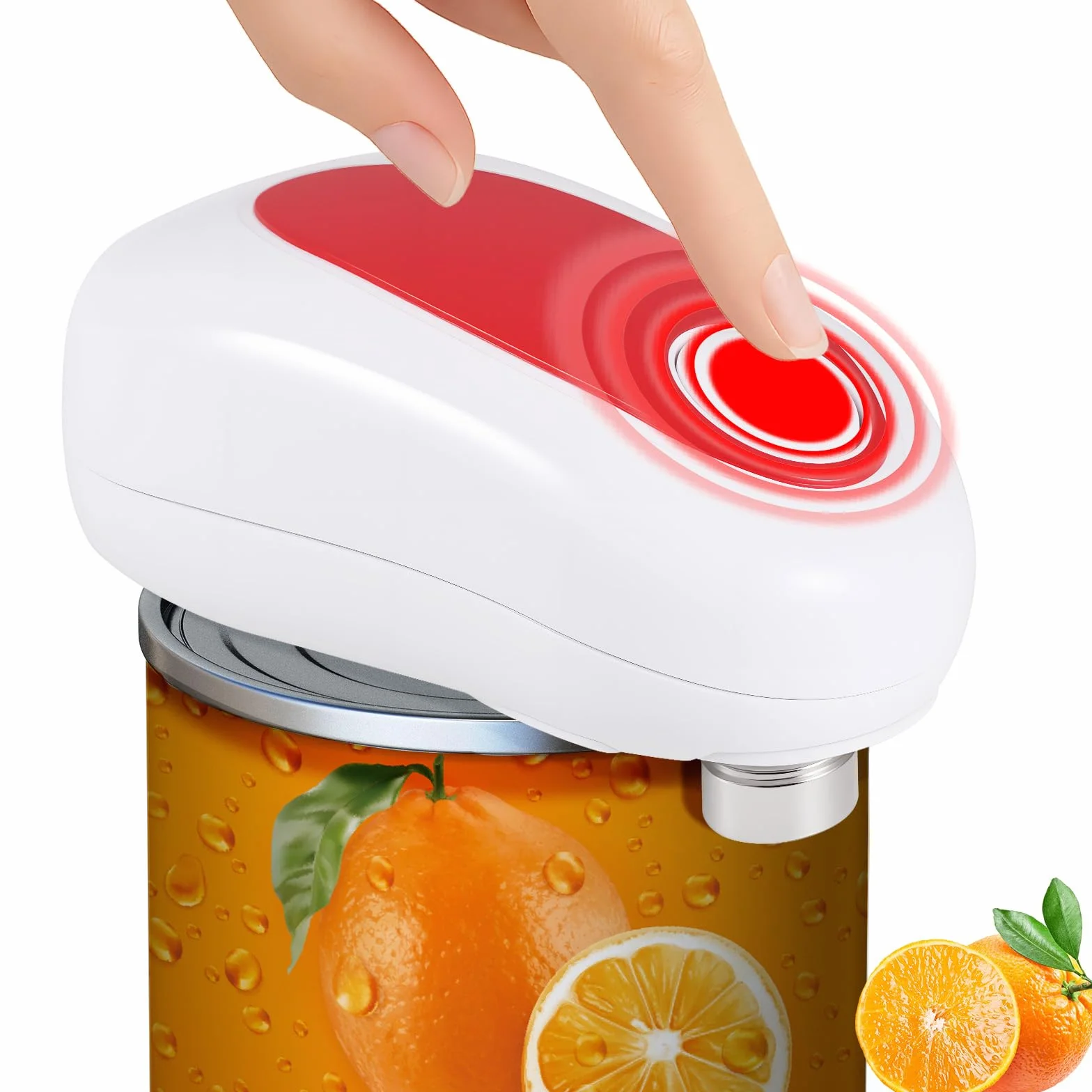 Abrelatas Eléctrico, Abrelatas Automático de un Solo Toque, Abridor de Latas Manos Libres, Tapa sin Bordes Afilados, Utensilios de Cocina para Mayores, Personas con Artritis y Chefs (Blanco)